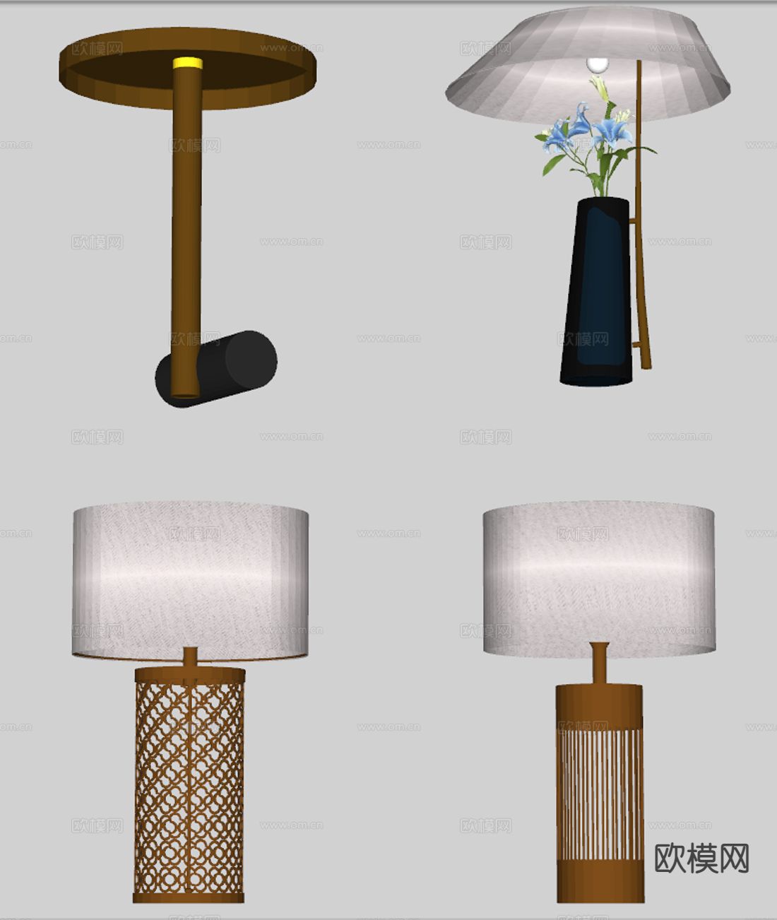 轻奢台灯 床头台灯su模型下载（渲染图1）