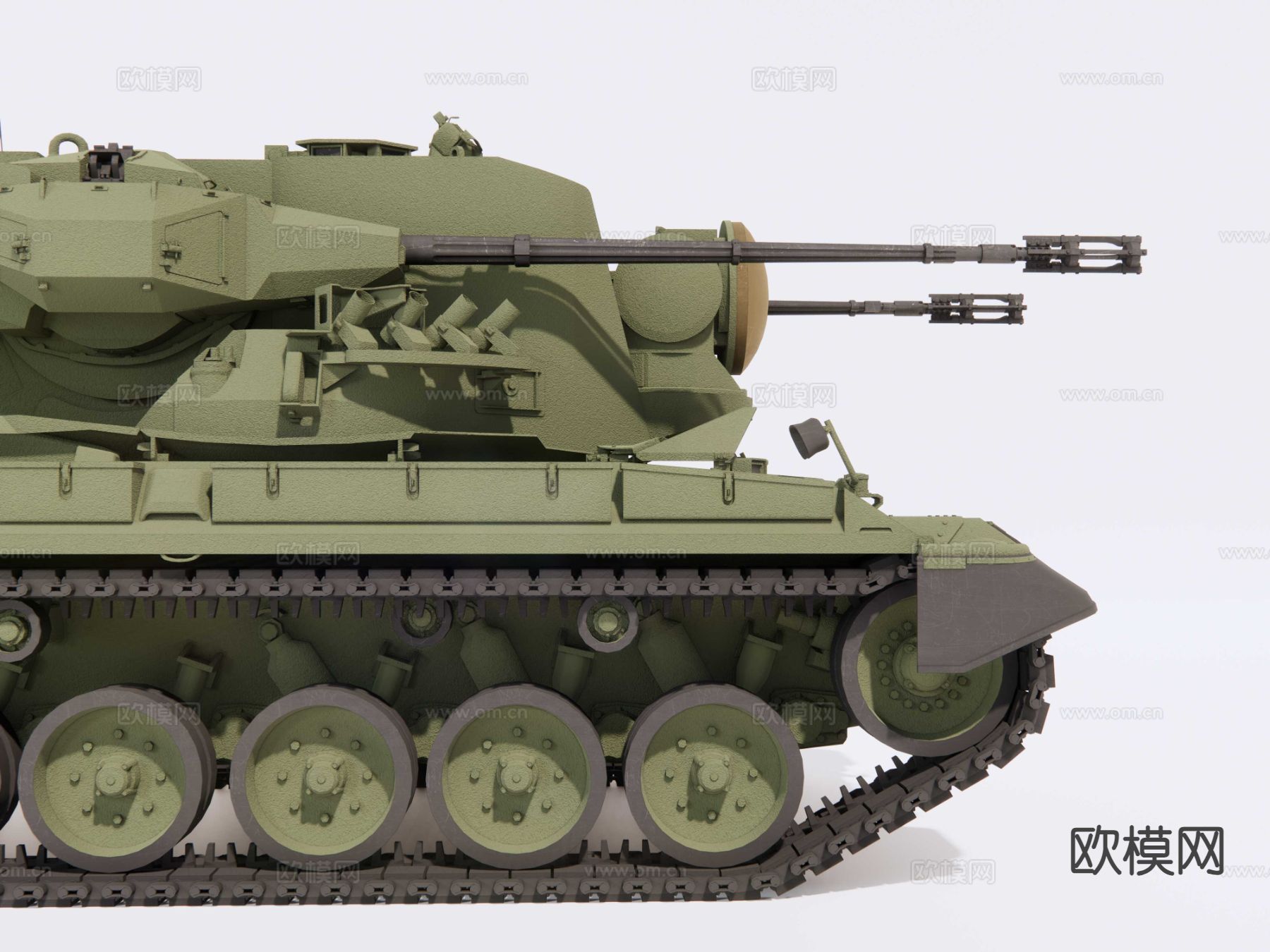 军事坦克 履带车 猎豹防空车su模型下载（渲染图8）