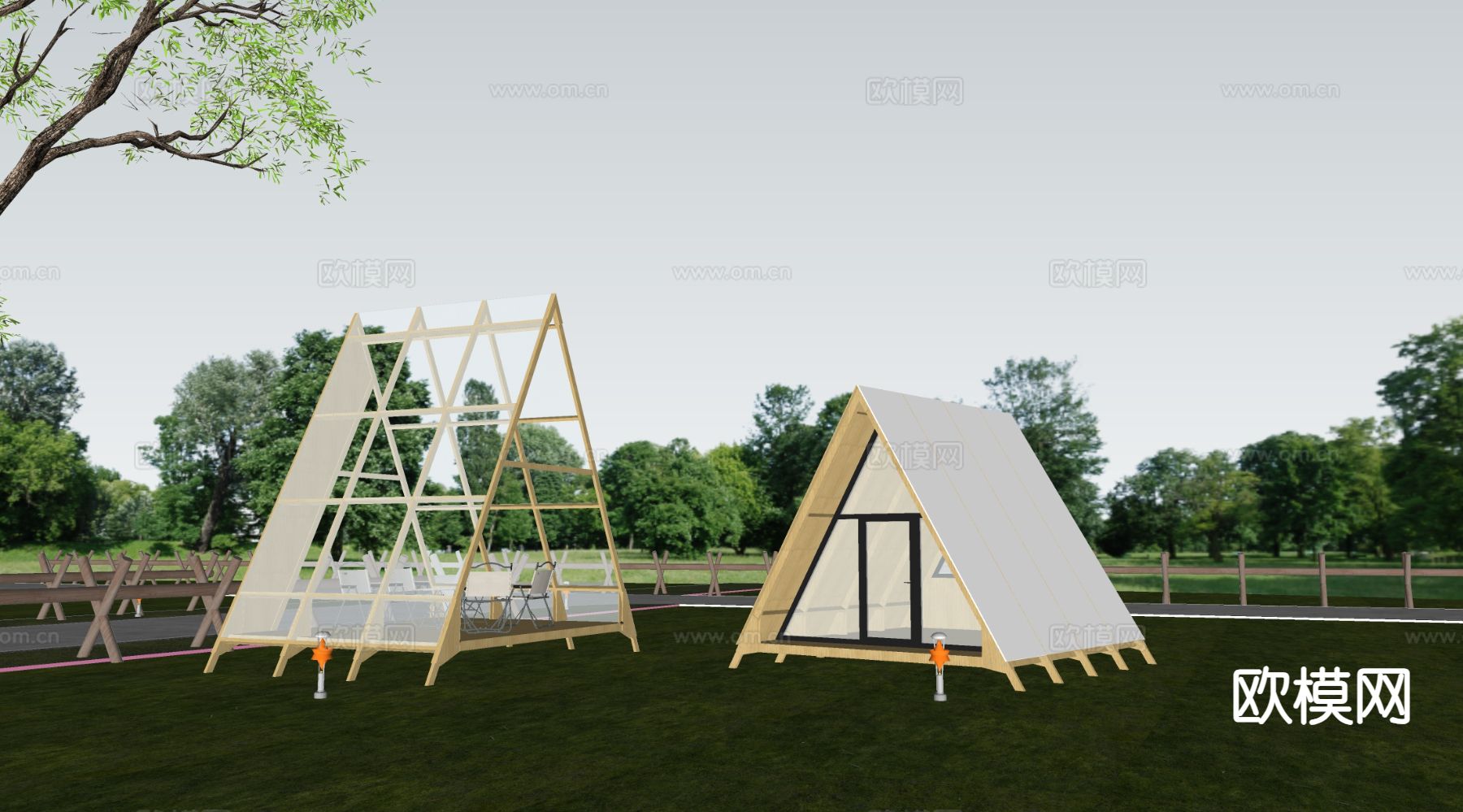 露营小木屋 民宿木屋su模型下载（渲染图1）