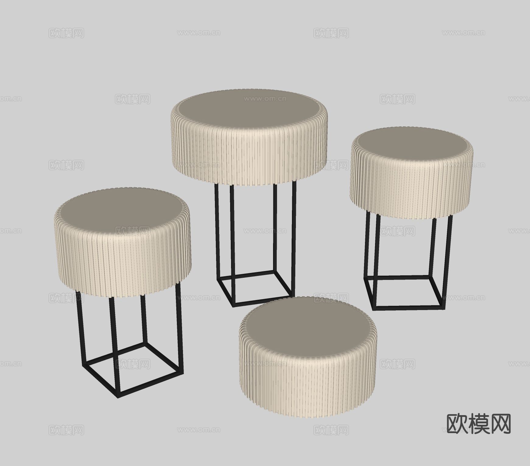 现代圆凳 圆台su模型下载（渲染图1）