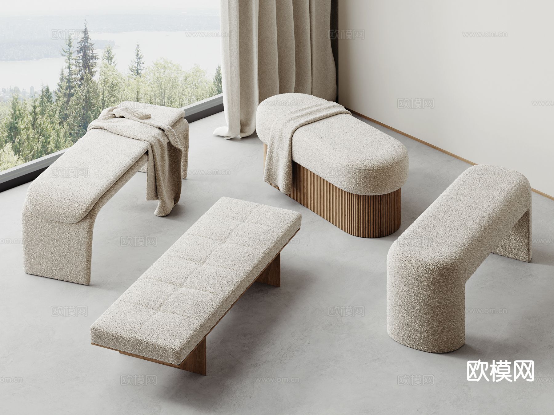 现代凳子su模型下载（渲染图2）