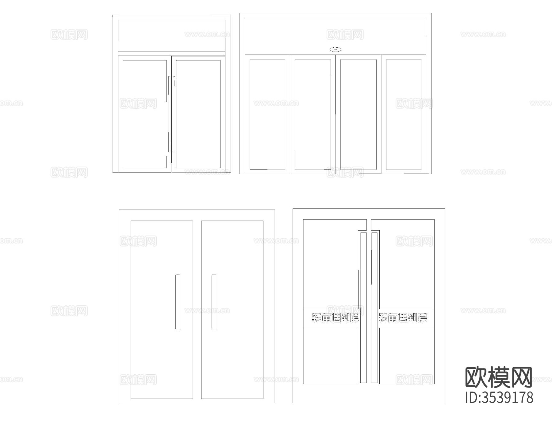 玻璃门窗CAD平面图下载（渲染图2）