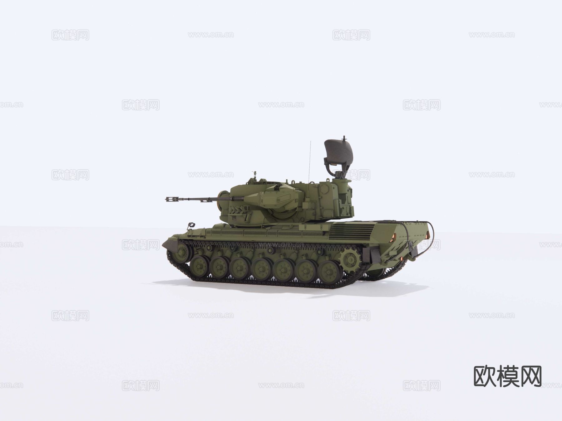 军事坦克 履带车 猎豹防空车su模型下载（渲染图3）