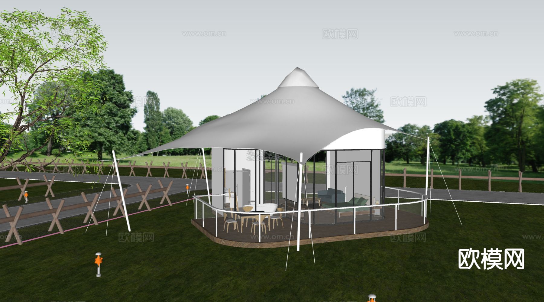 露营帐篷 户外帐篷 营地帐篷su模型下载（渲染图1）