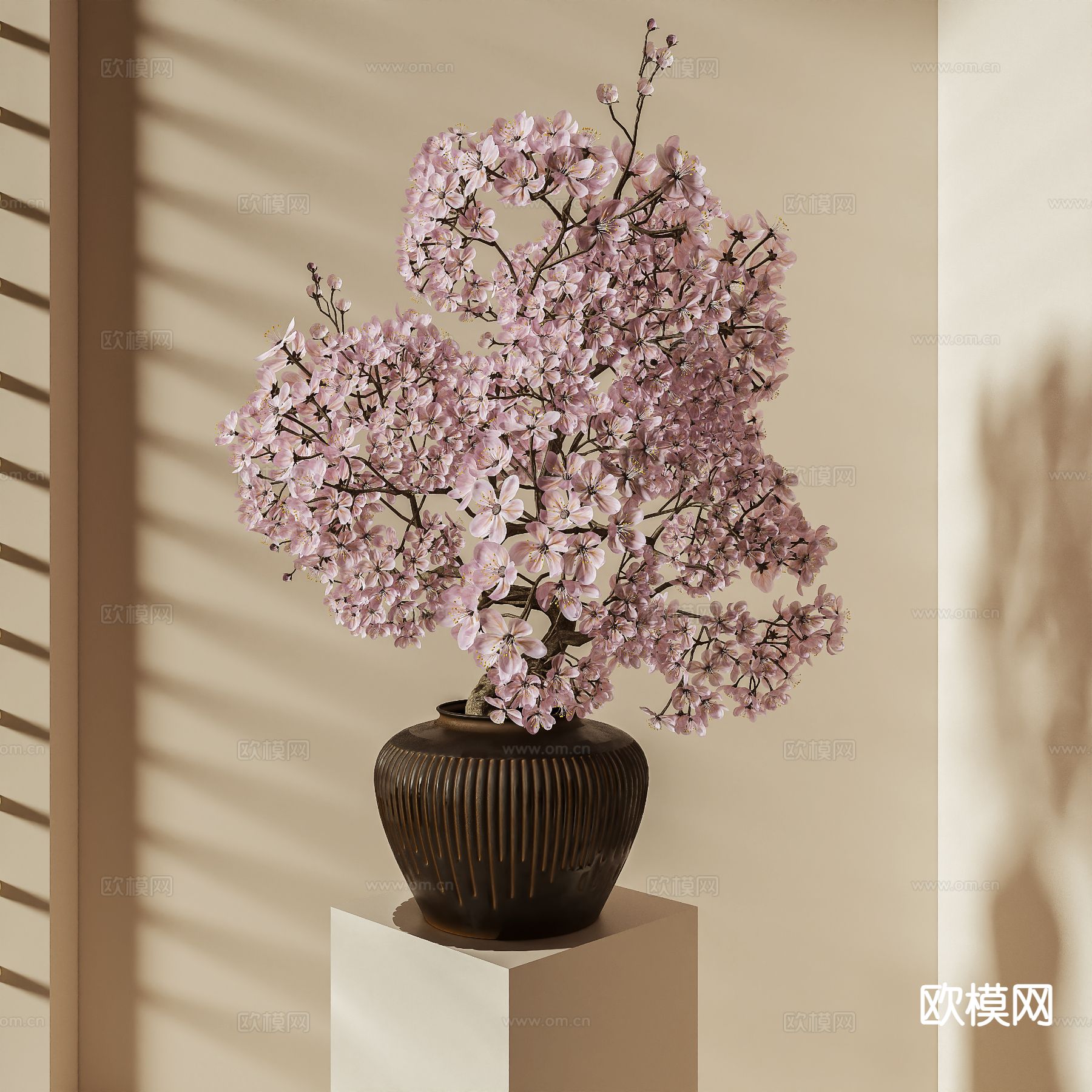 侘寂风花瓶花艺3d模型