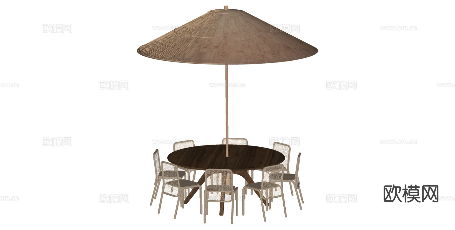 现代户外桌椅su模型下载（渲染图1）