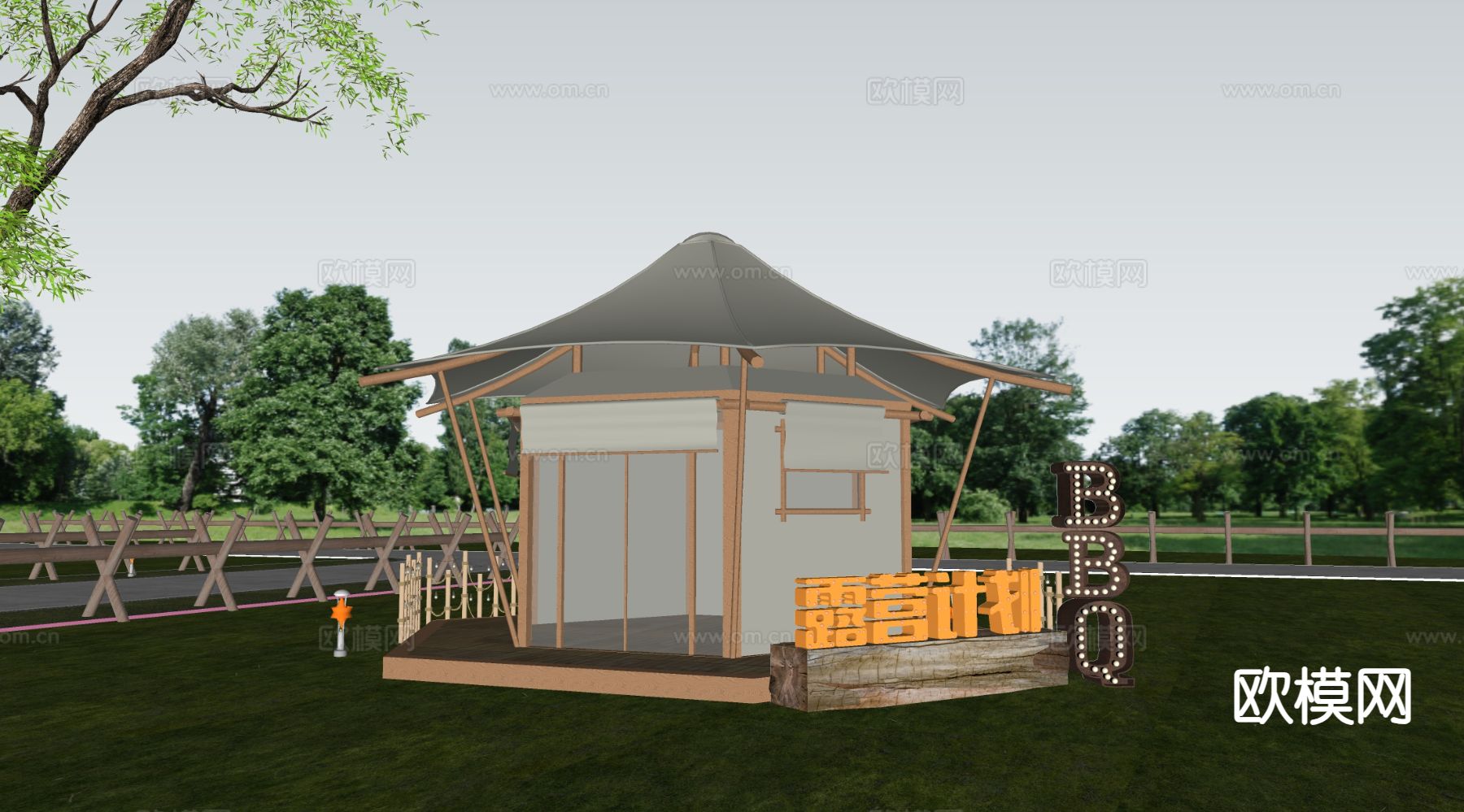 露营帐篷 户外帐篷 营地帐篷su模型下载（渲染图1）