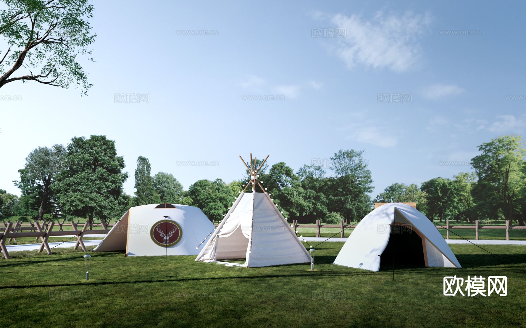 露营帐篷 户外帐篷 营地帐篷su模型下载（渲染图2）