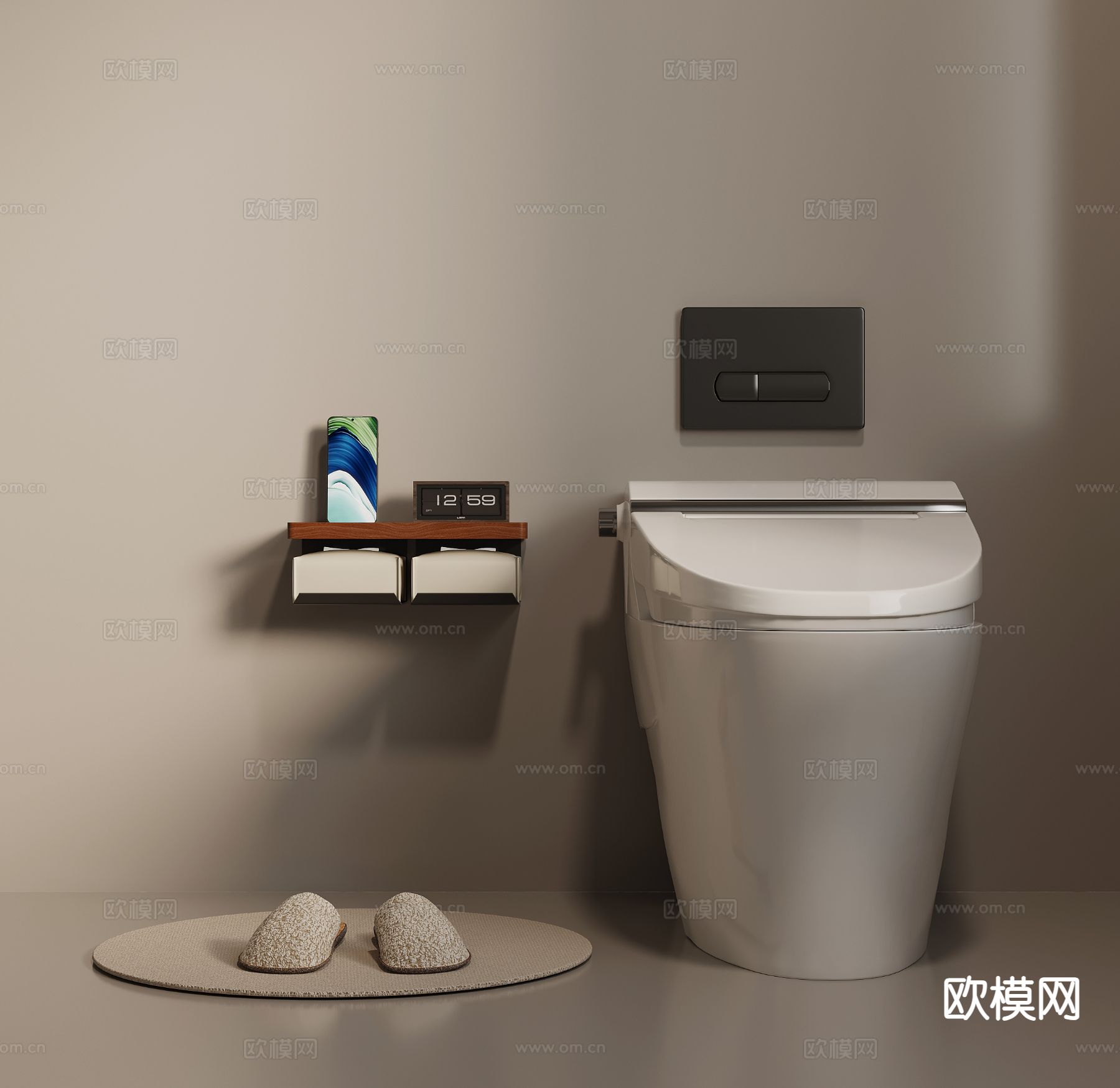 智能马桶 坐便器su模型下载（渲染图2）