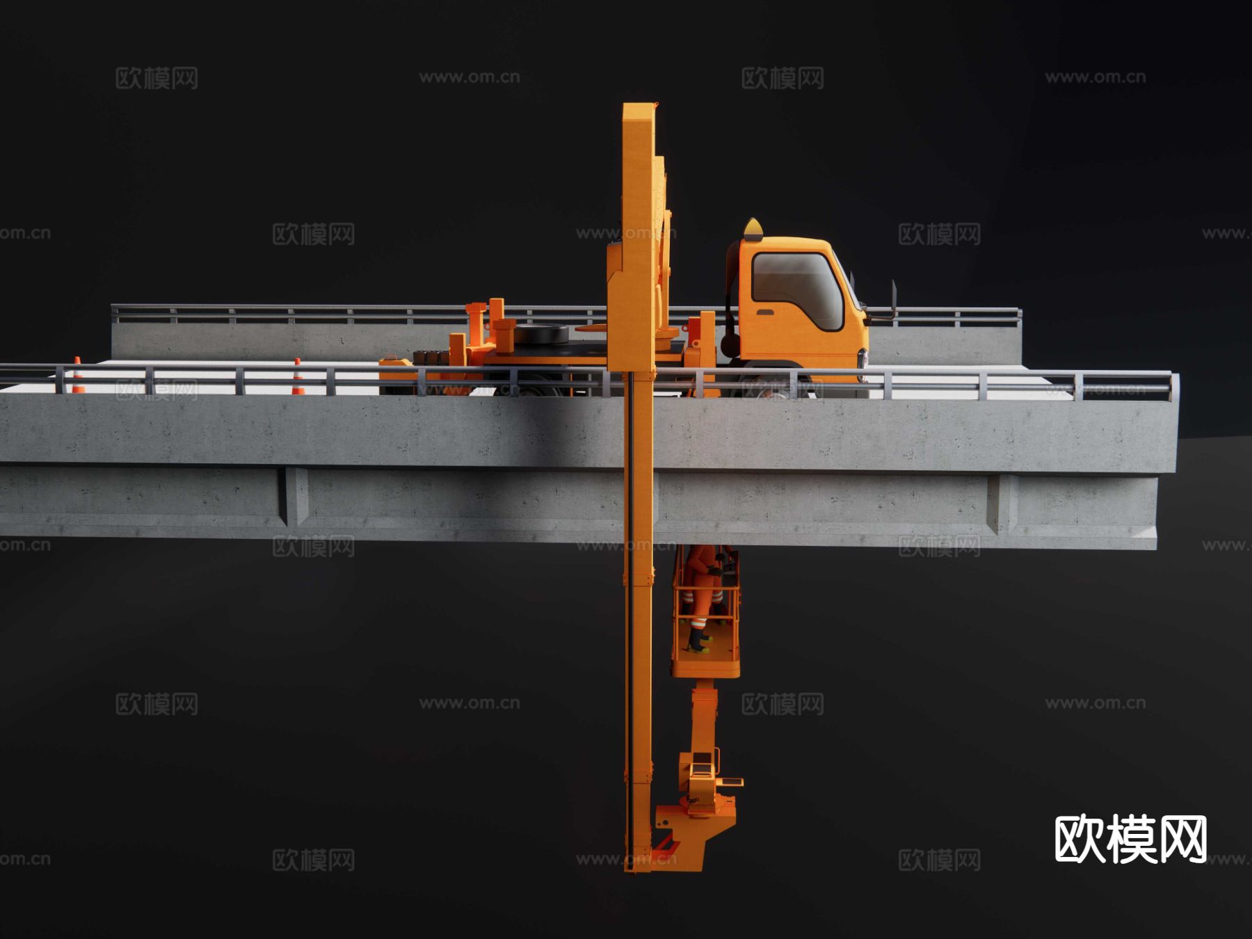 桥梁检测车su模型下载（渲染图4）