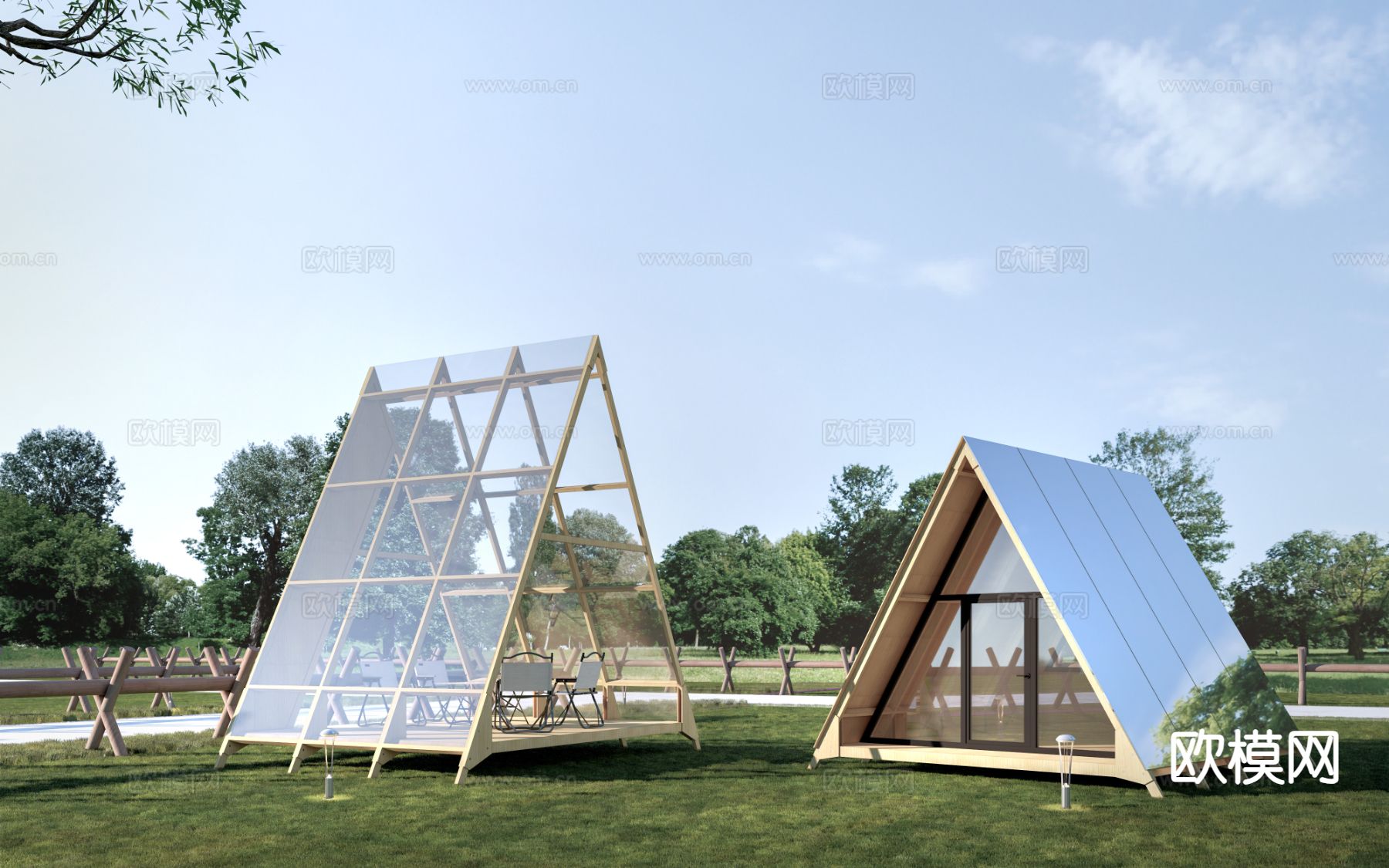 露营小木屋 民宿木屋su模型下载（渲染图2）