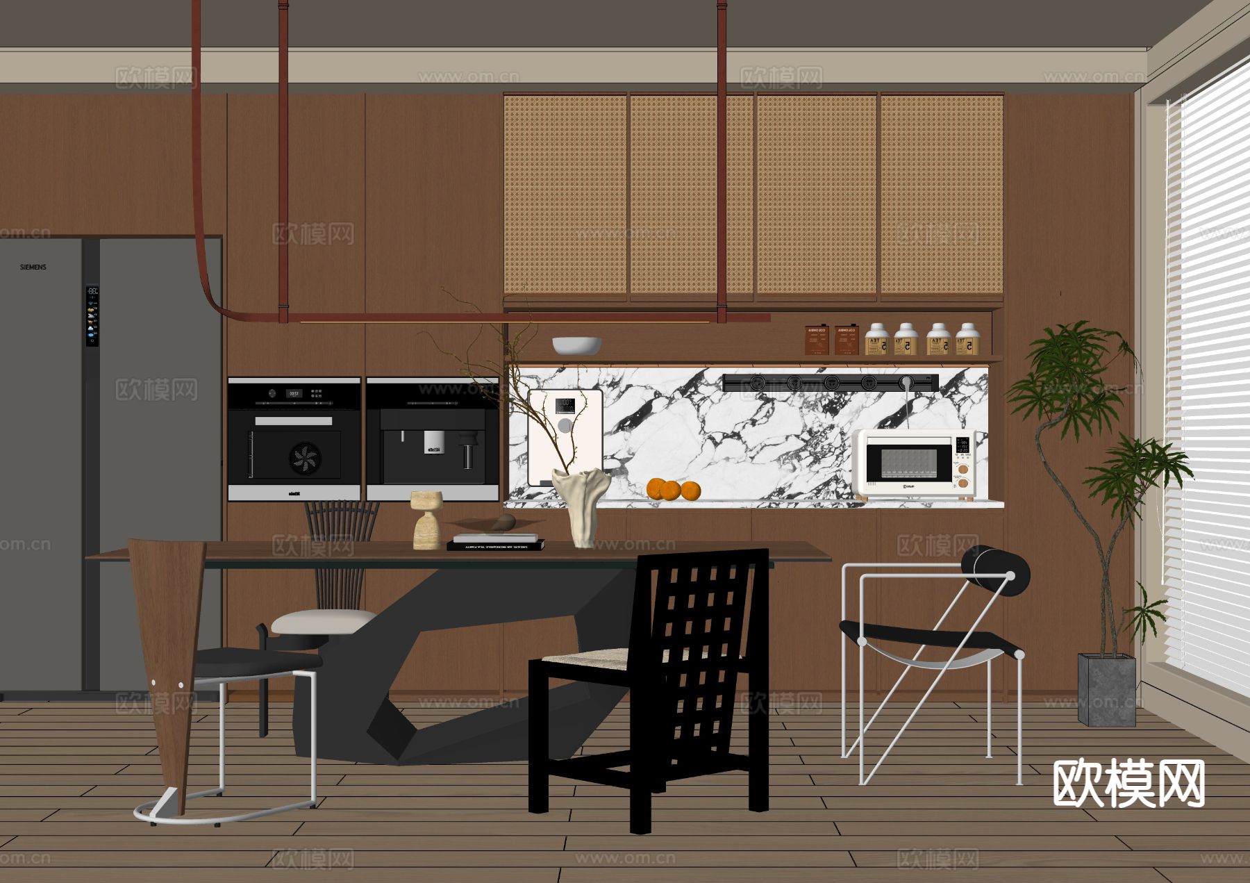 中古风餐厅su模型