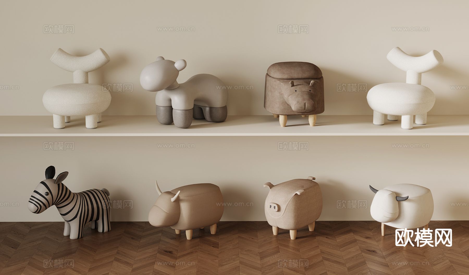 儿童椅 卡通椅su模型下载（渲染图2）