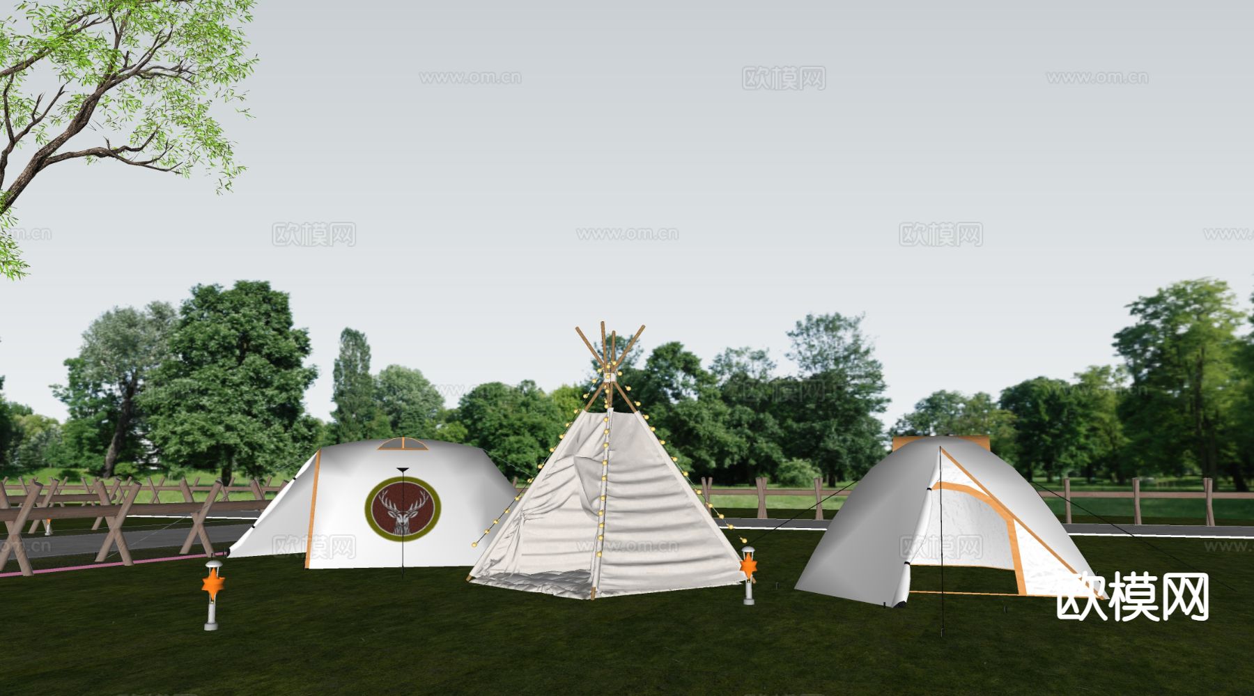 露营帐篷 户外帐篷 营地帐篷su模型下载（渲染图1）