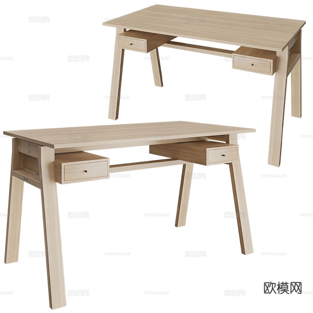 IFT 原木风书桌 写字台3d模型下载