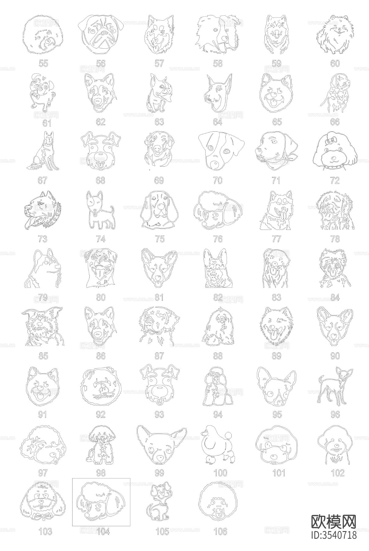 各种狗狗CAD图库下载（渲染图1）