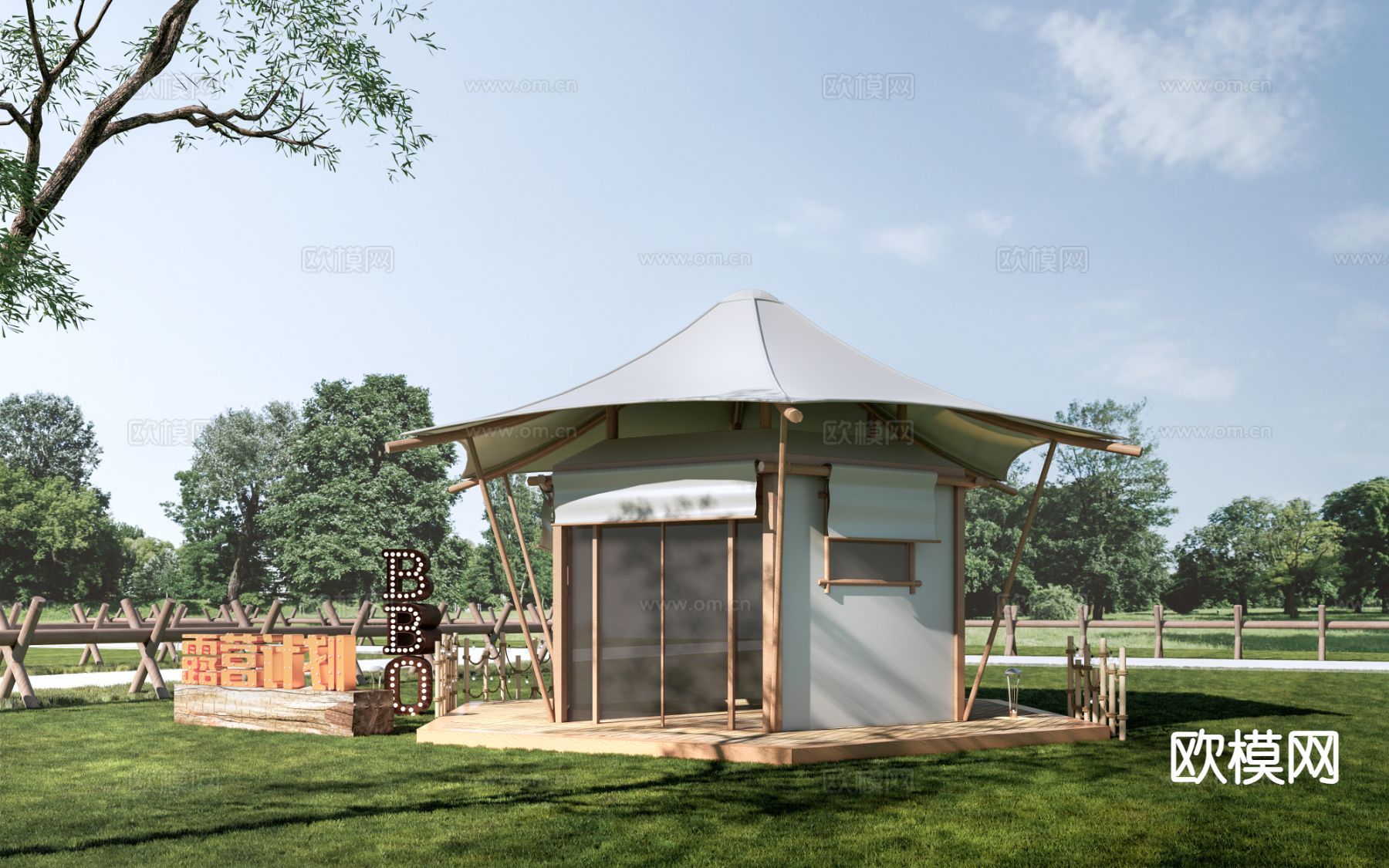 露营帐篷 户外帐篷 营地帐篷su模型下载（渲染图2）