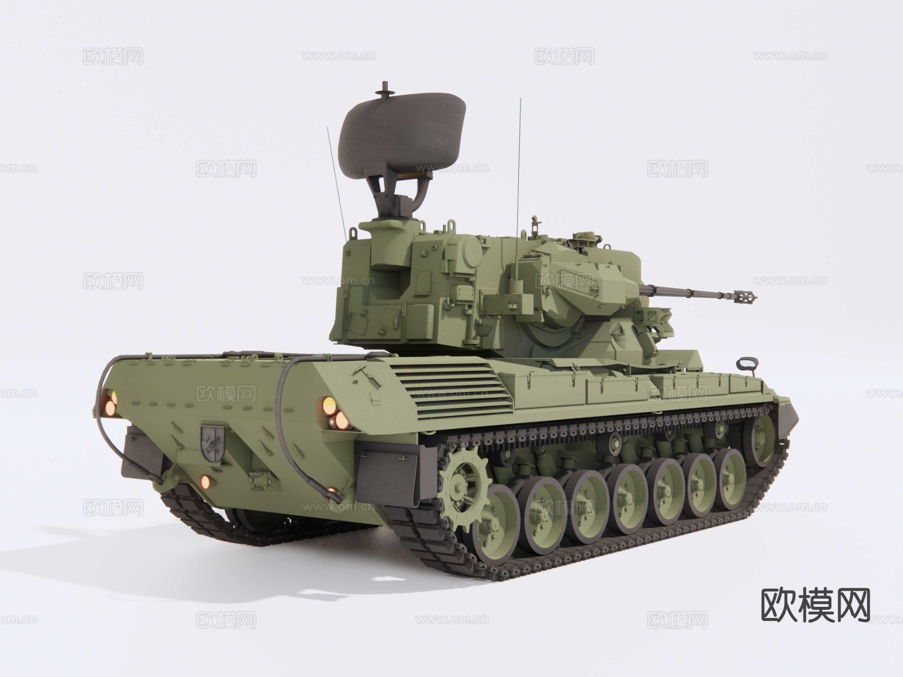 军事坦克 履带车 猎豹防空车su模型下载（渲染图4）