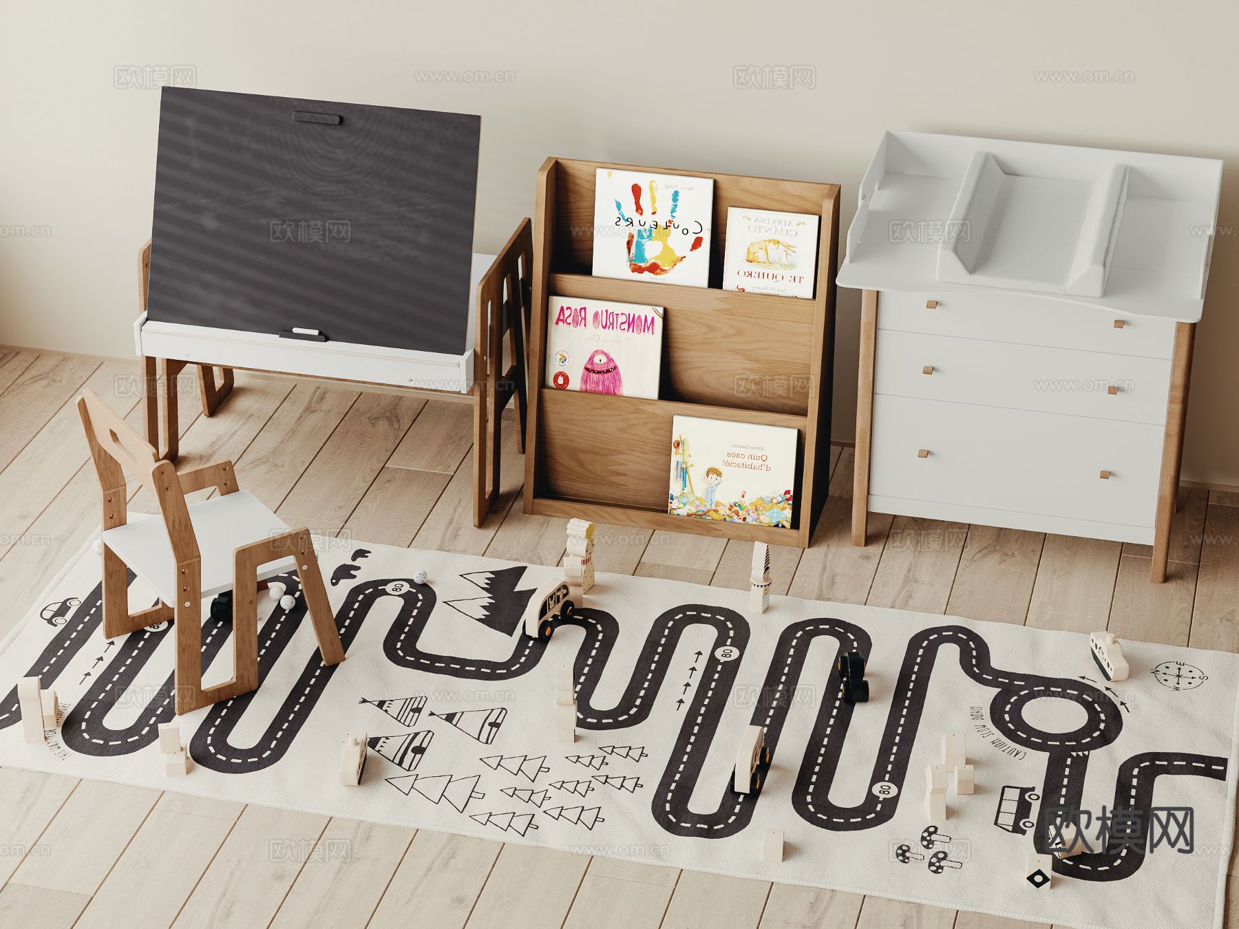 现代儿童用品su模型下载（渲染图2）