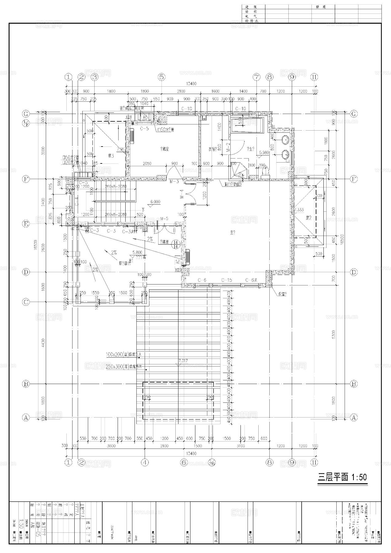 三层别墅外观cad施工图下载（渲染图3）