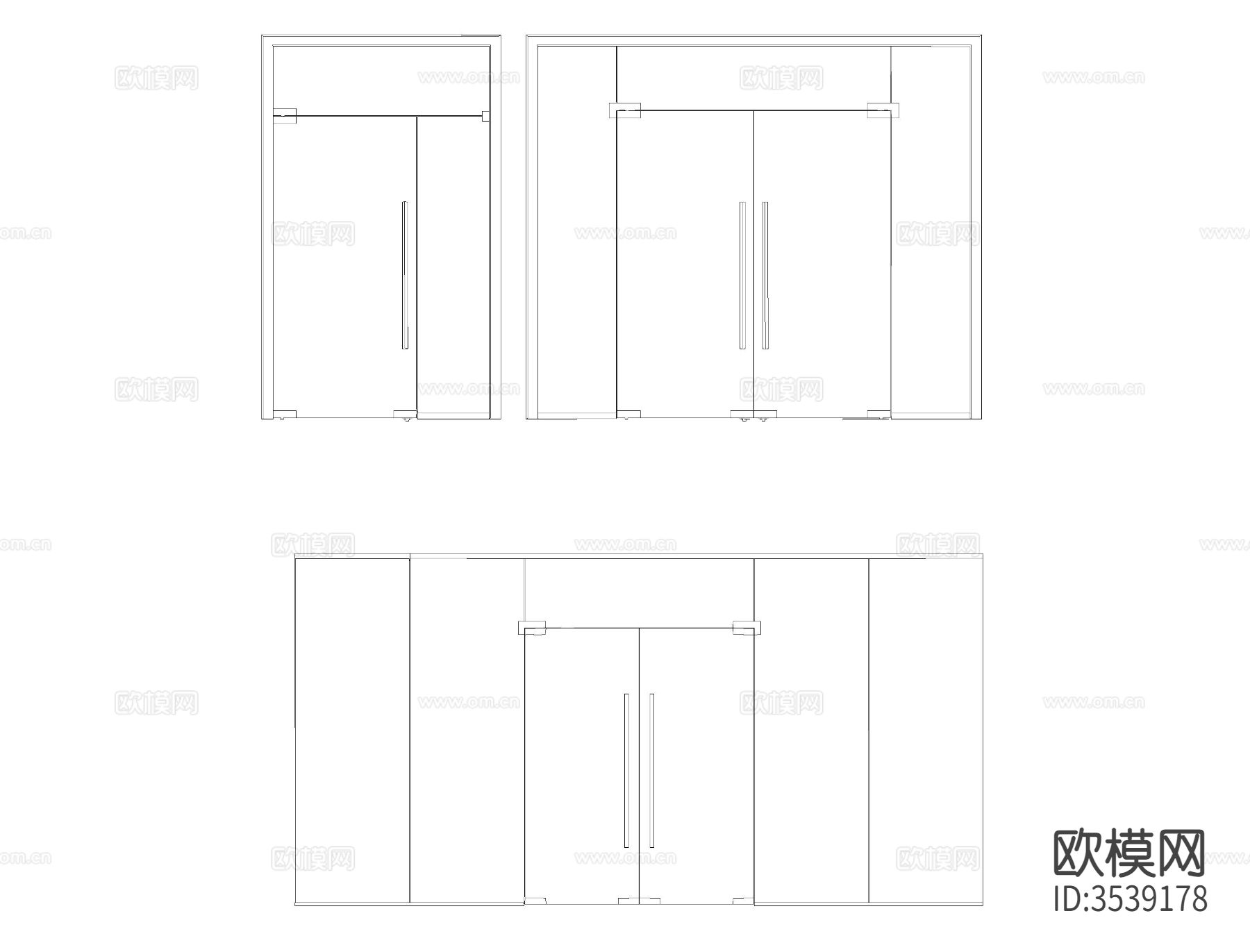 玻璃门窗CAD平面图下载（渲染图5）