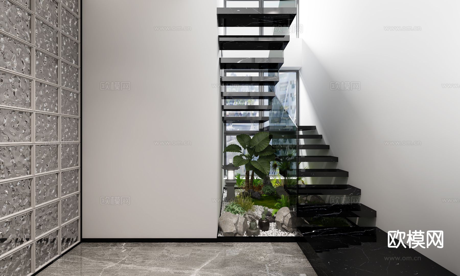 工业风楼梯间3d模型下载