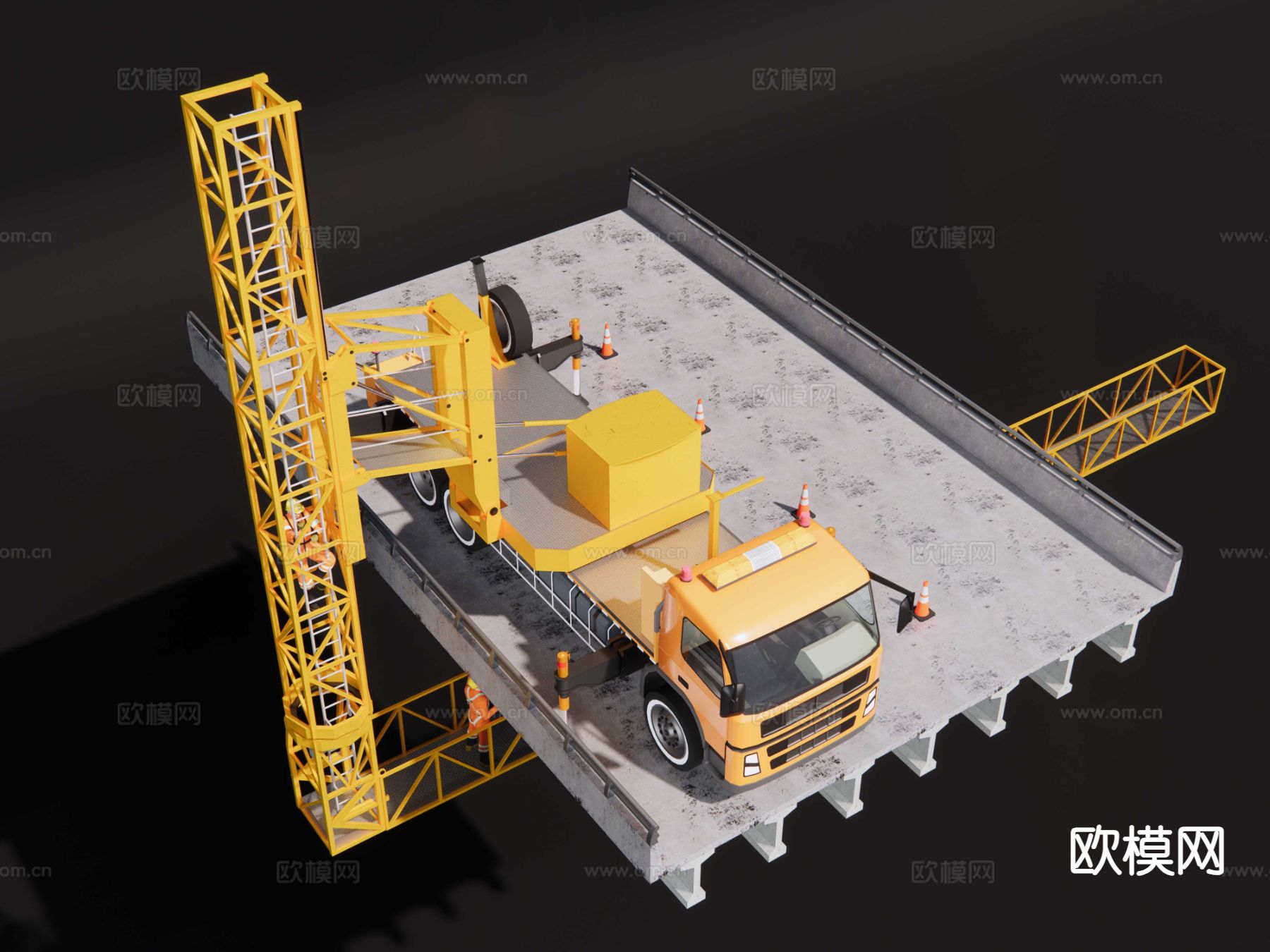 桥梁检修车su模型下载（渲染图6）