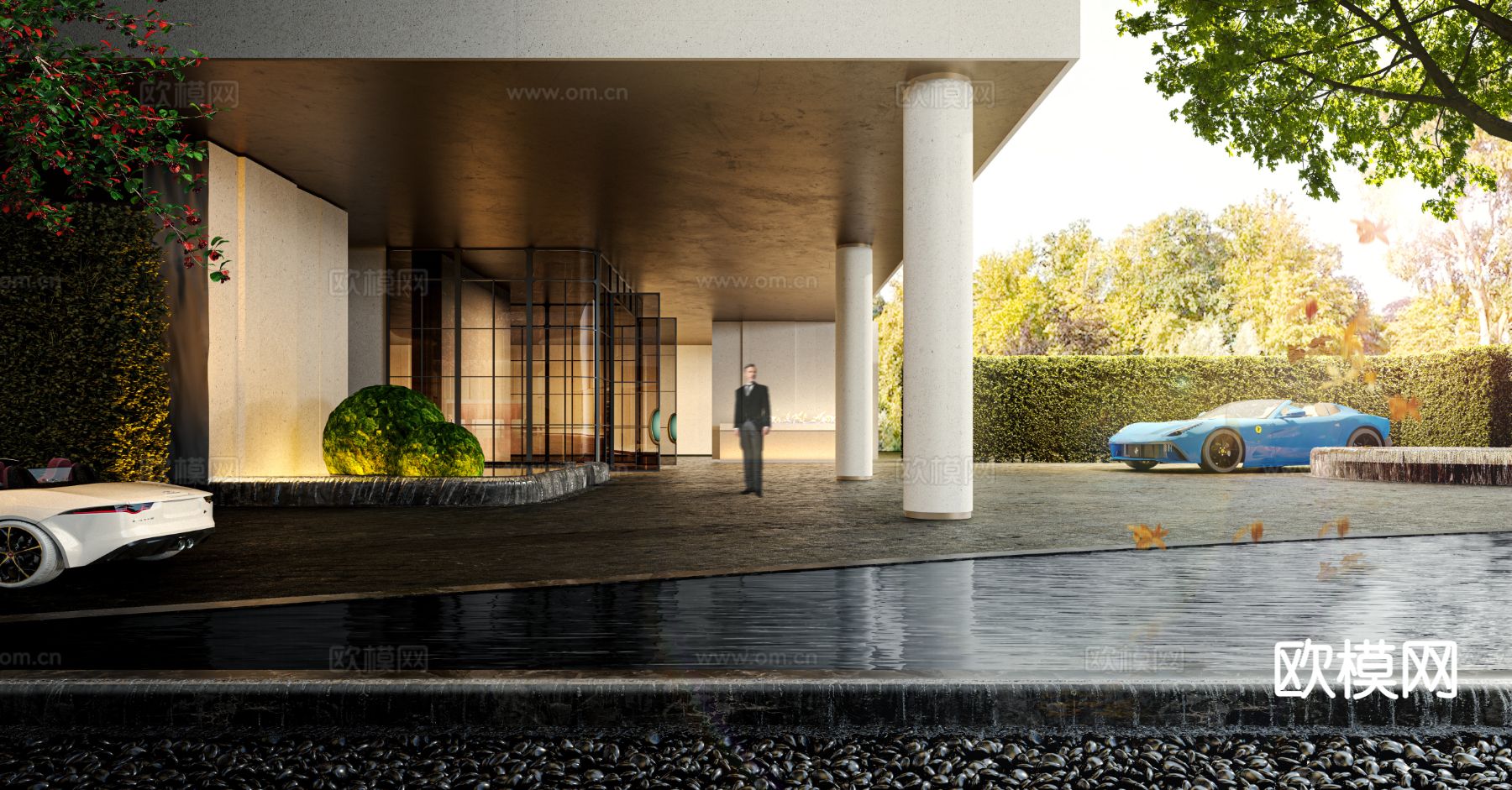 现代酒店门头 门面 门庭3d模型下载