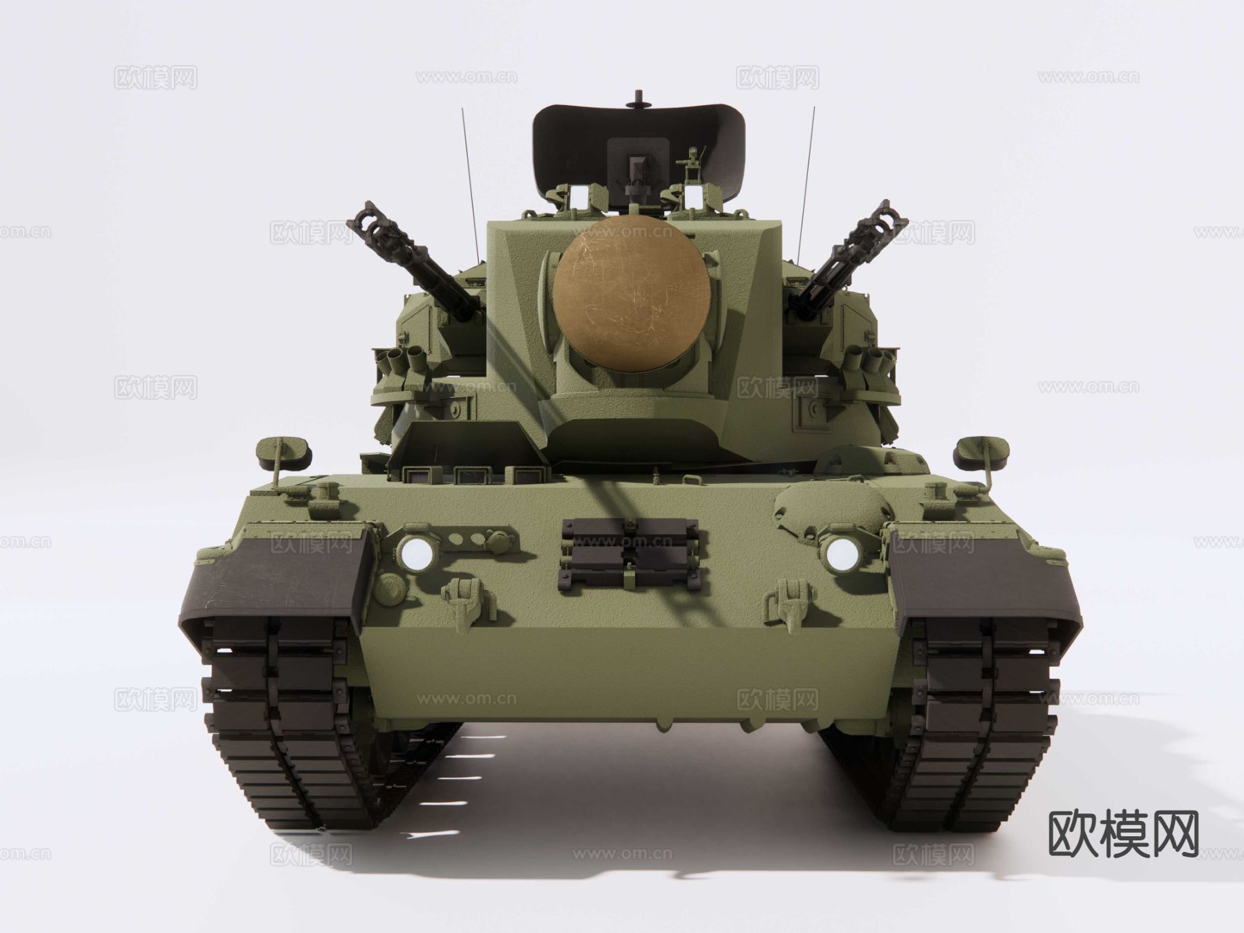军事坦克 履带车 猎豹防空车su模型下载（渲染图5）
