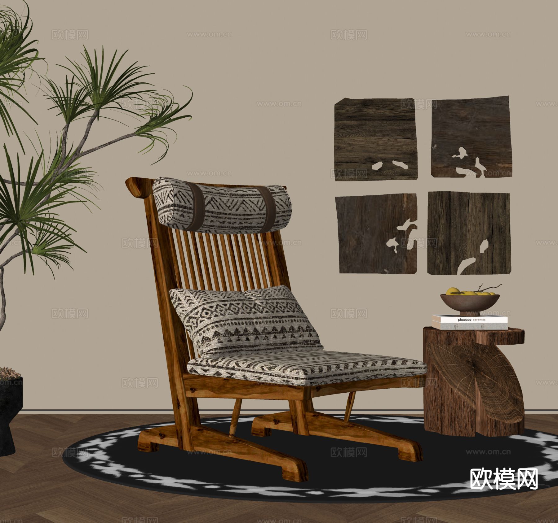 侘寂休闲椅su模型