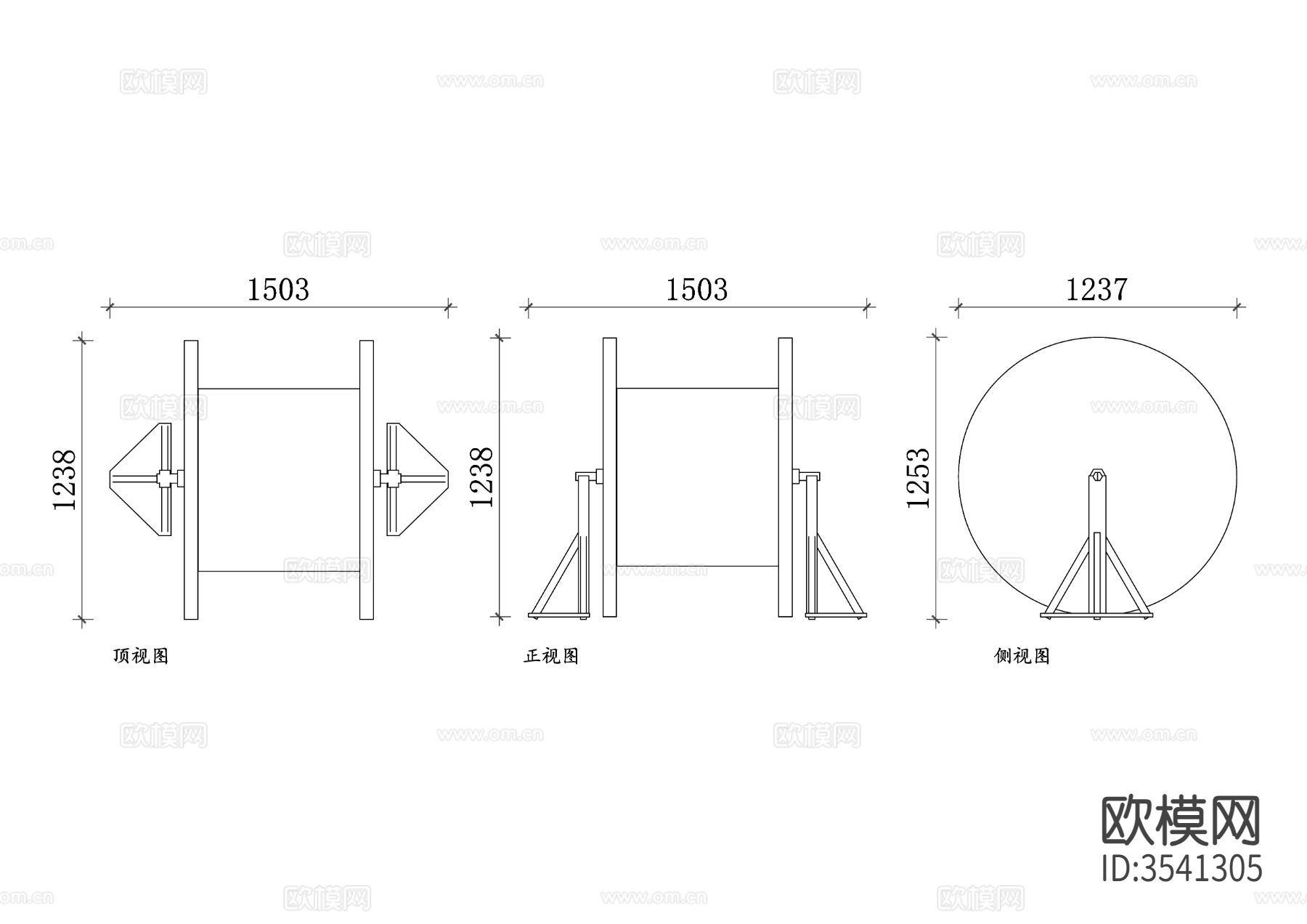 电缆卷筒三视图下载