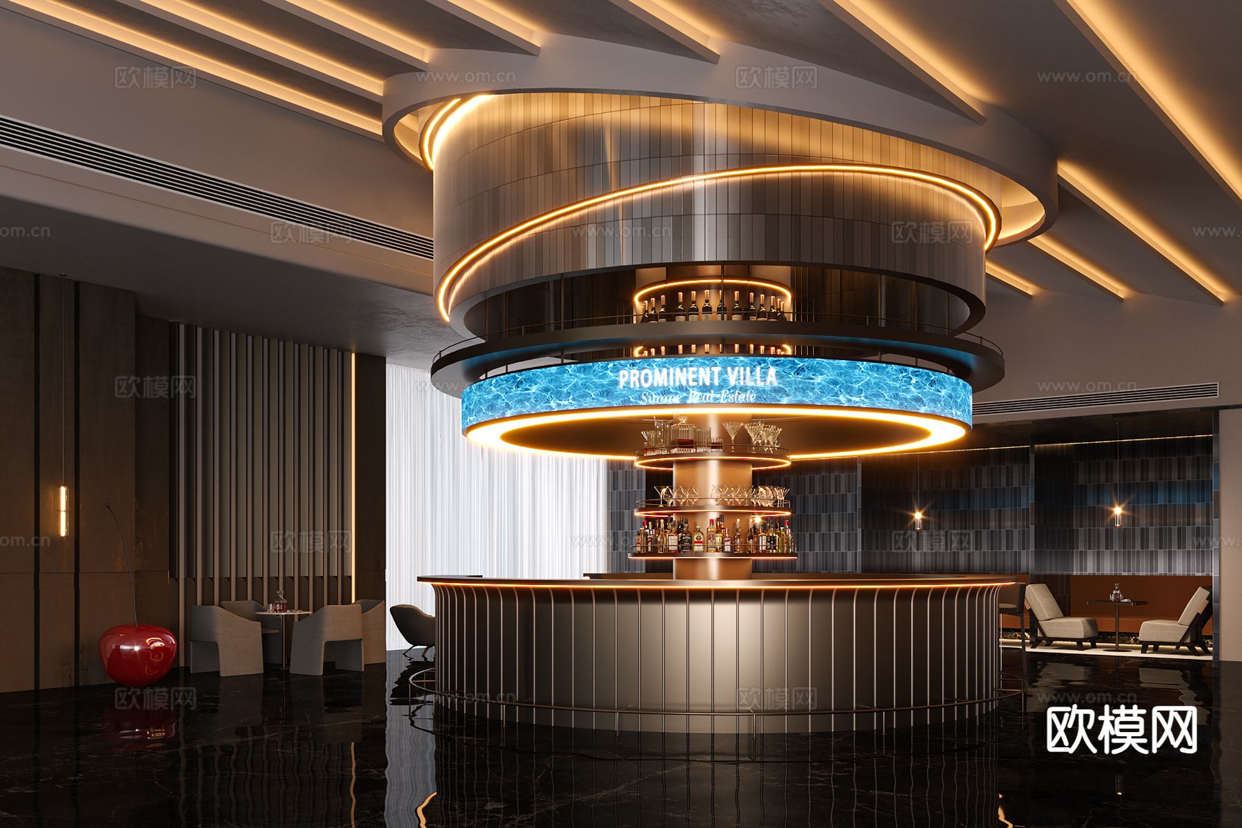 WED中熙设计｜三水云鼎会所吧3d模型下载