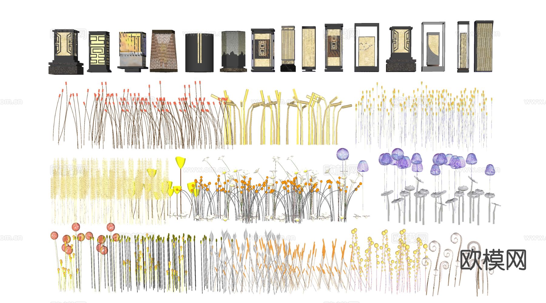 户外灯 景观灯 草坪灯 庭院灯 公园灯su模型下载（渲染图1）