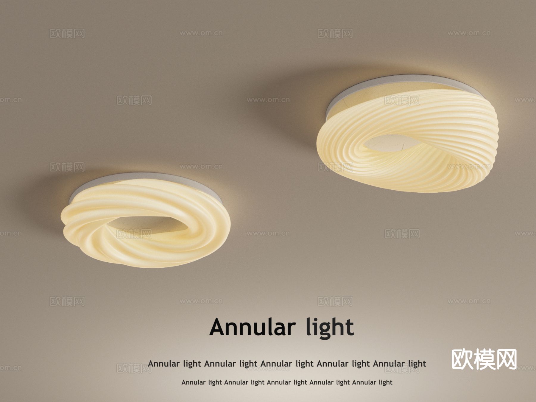 奶油风吸顶灯su模型下载（渲染图2）