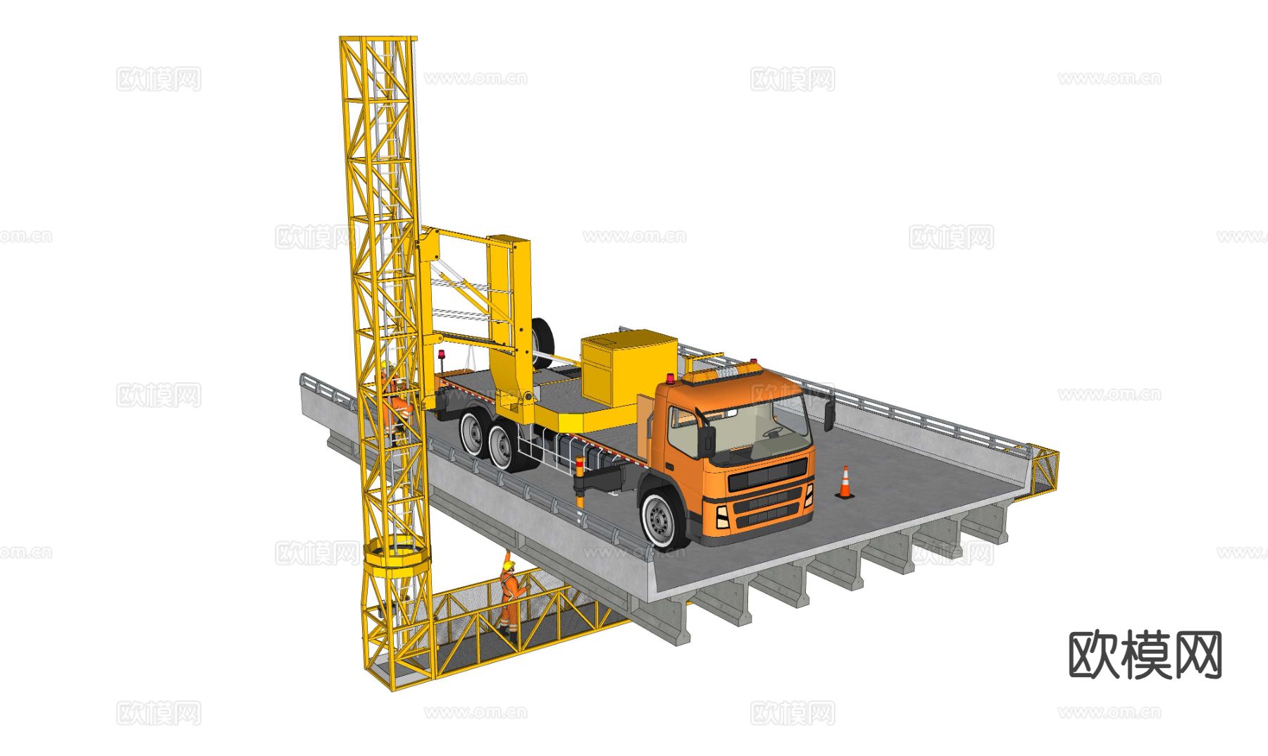 桥梁检修车su模型下载（渲染图1）