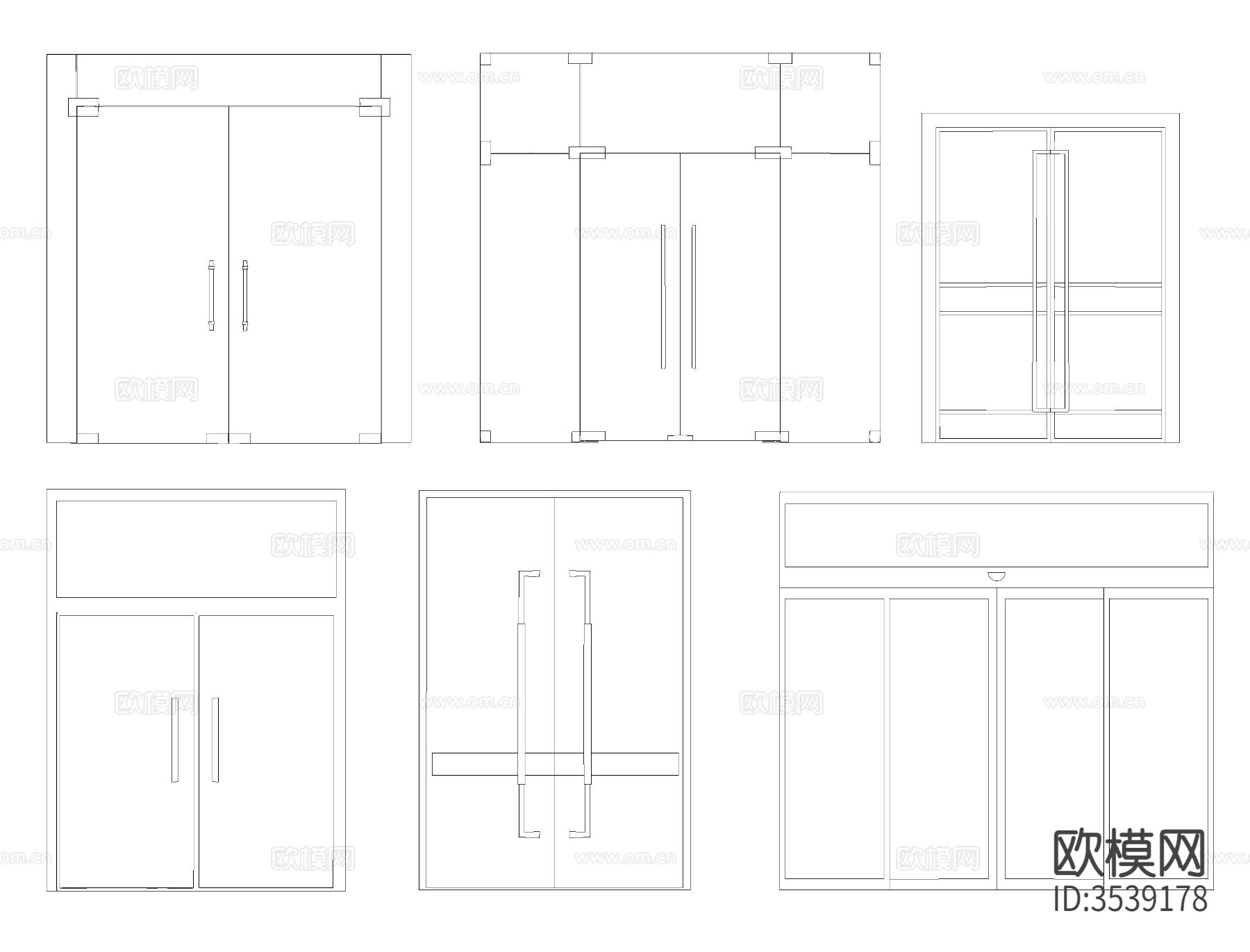 玻璃门窗CAD平面图下载（渲染图6）