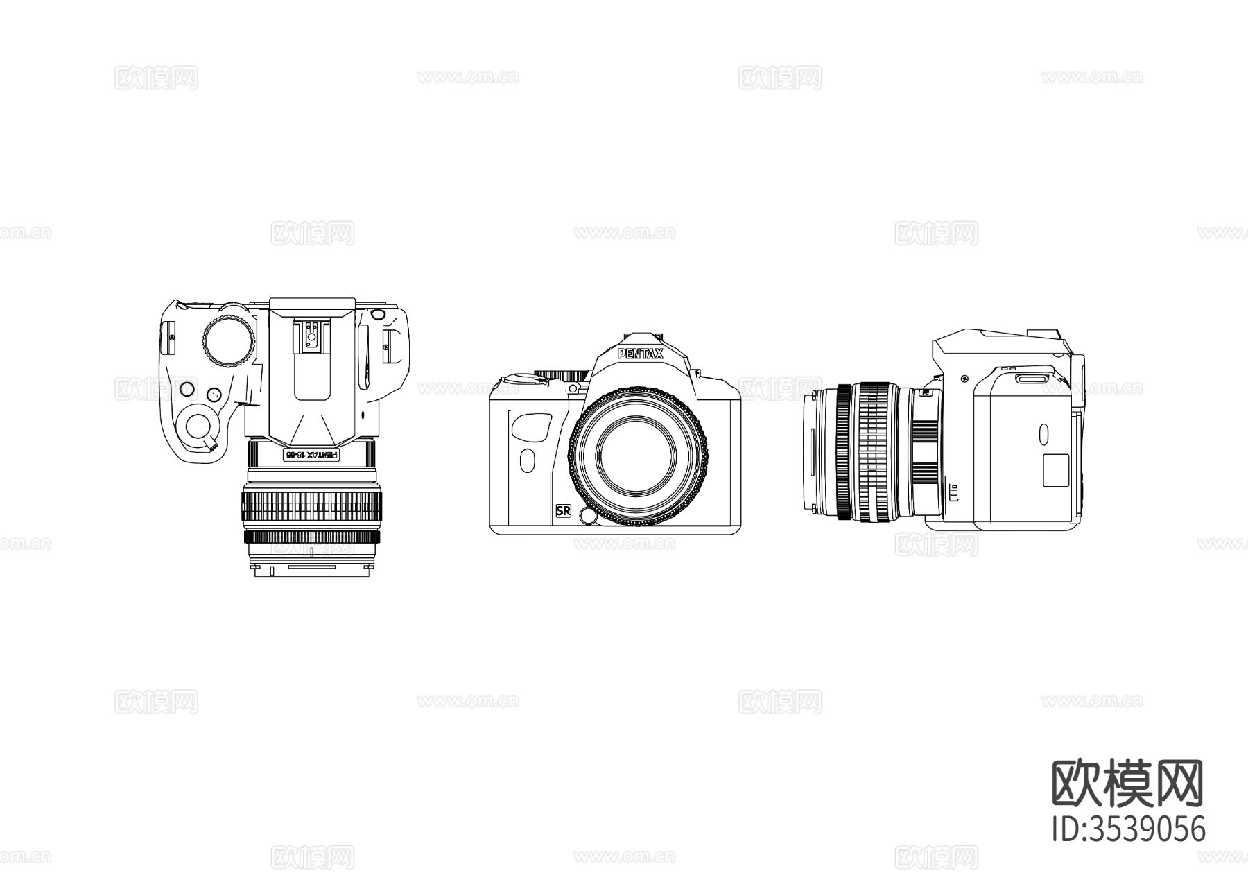 单反相机CAD三视图下载