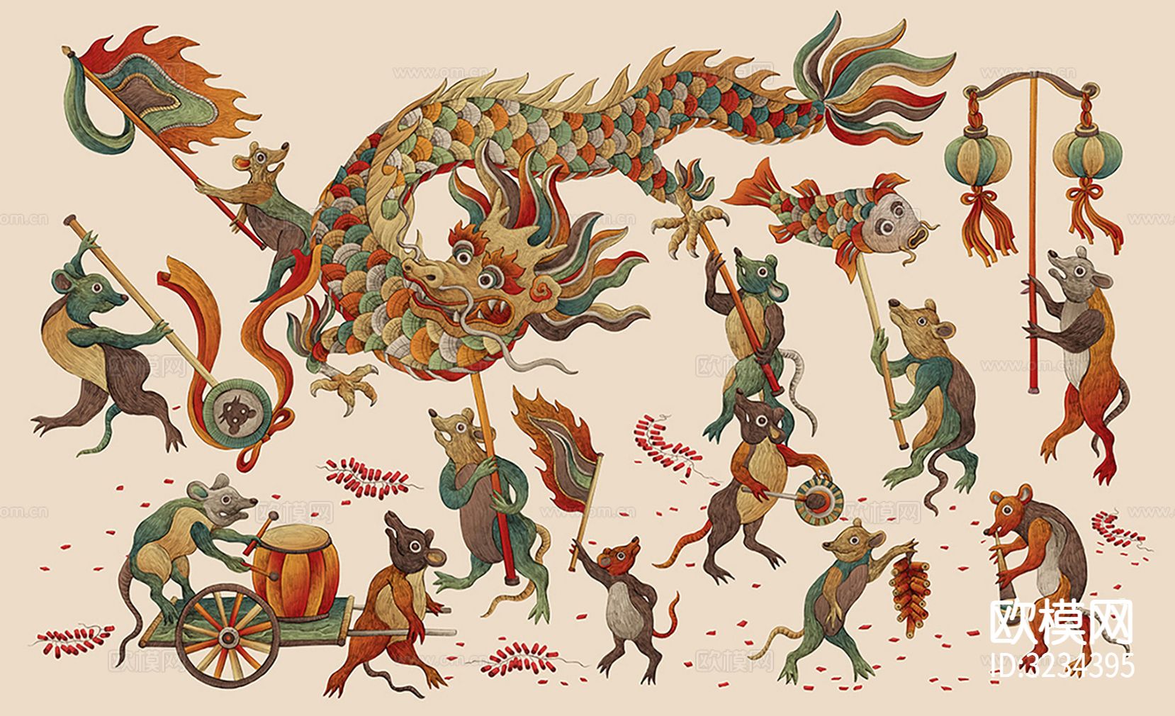 中式装饰画挂画贴图下载