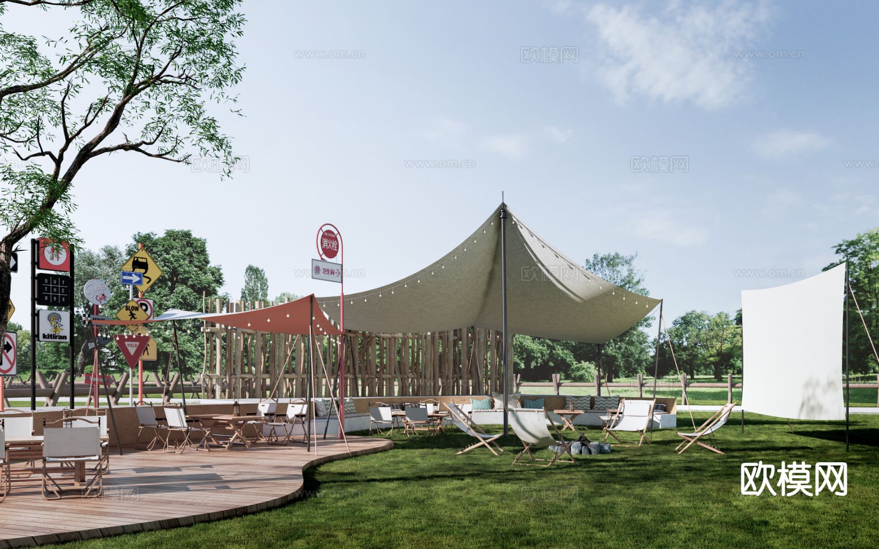 露营帐篷 户外帐篷 营地帐篷su模型下载（渲染图2）