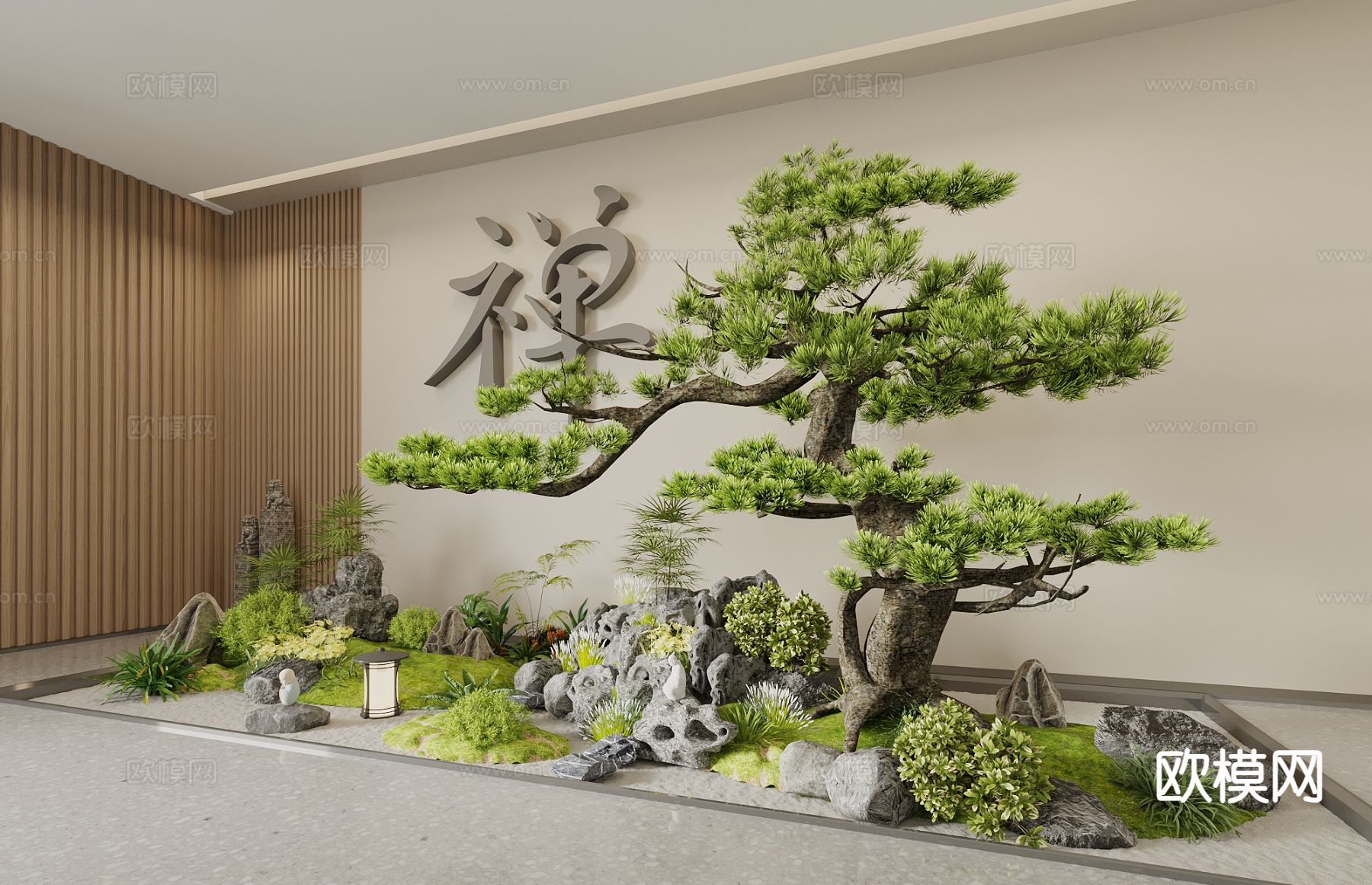 新中式庭院造景 微景观 景观植物3d模型