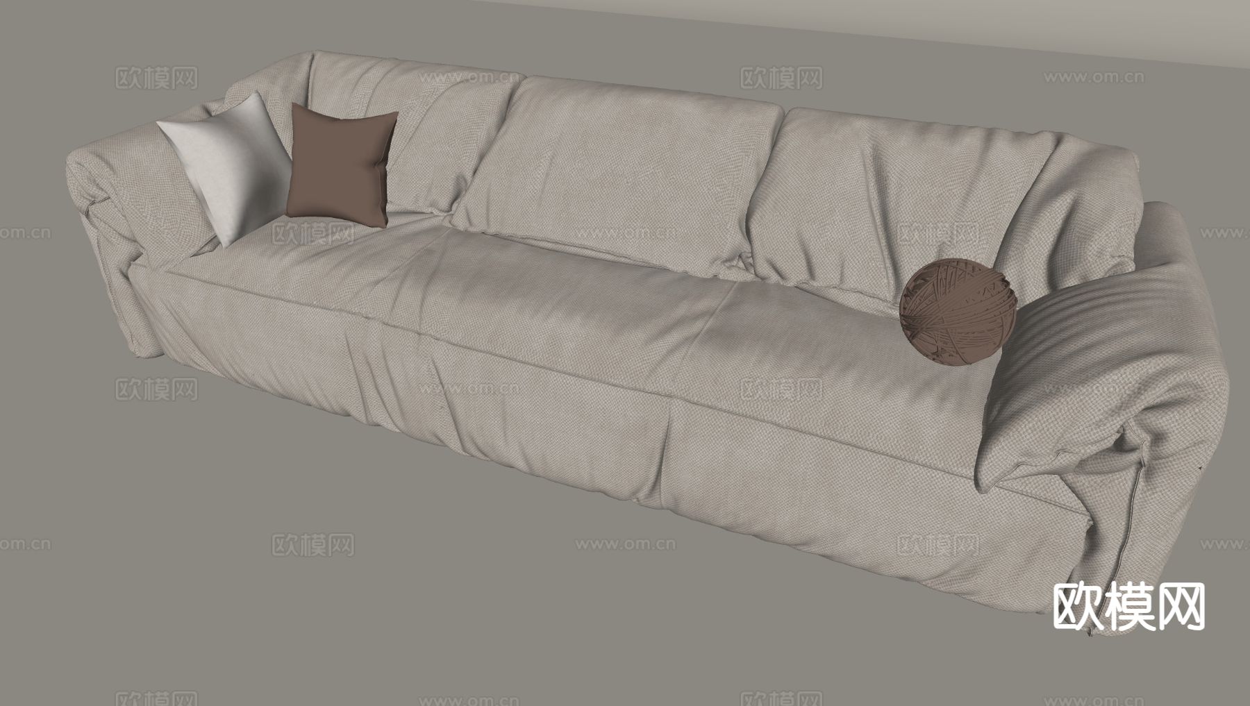 法式双人沙发su模型下载（渲染图1）