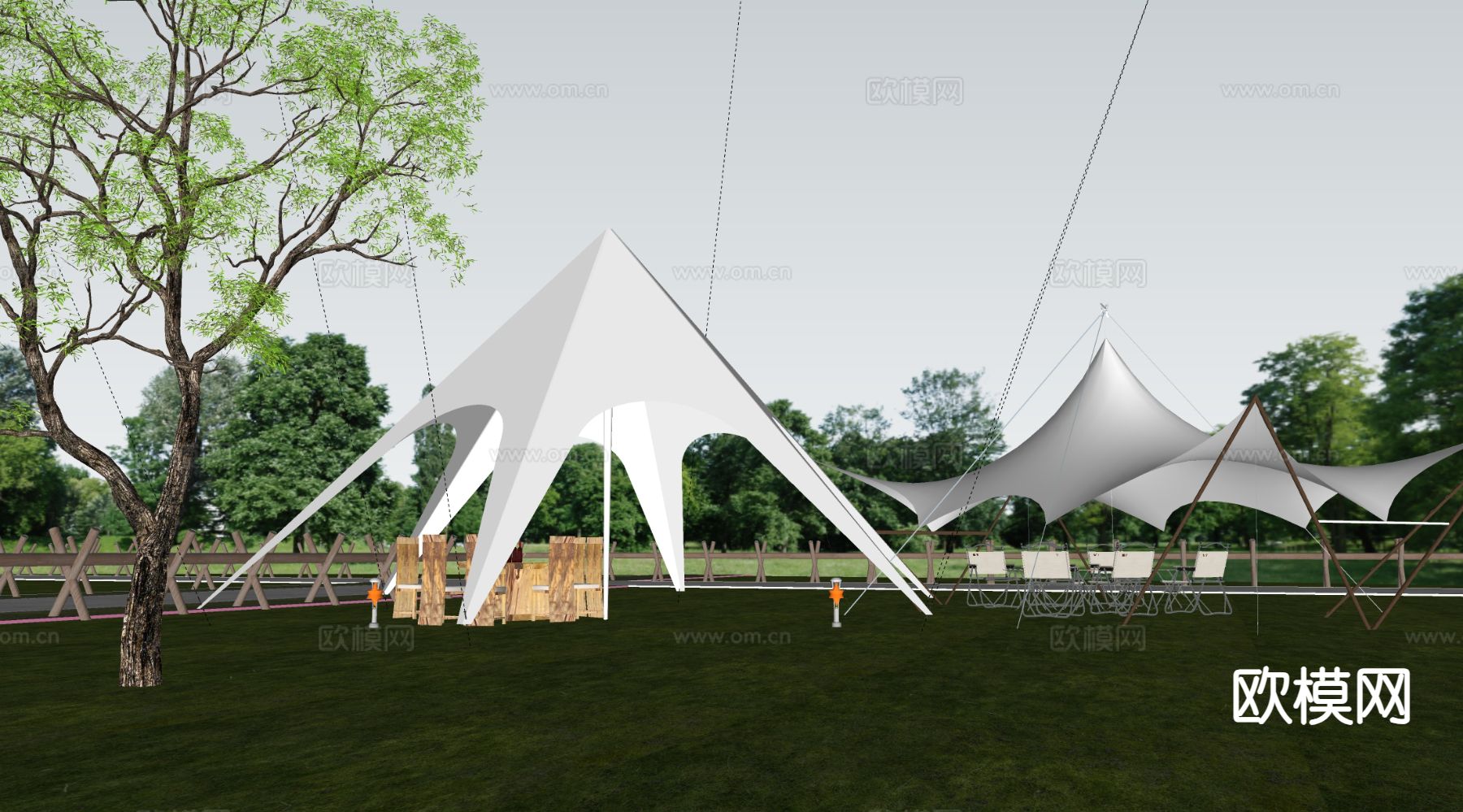 露营帐篷 户外帐篷 营地帐篷su模型下载（渲染图1）