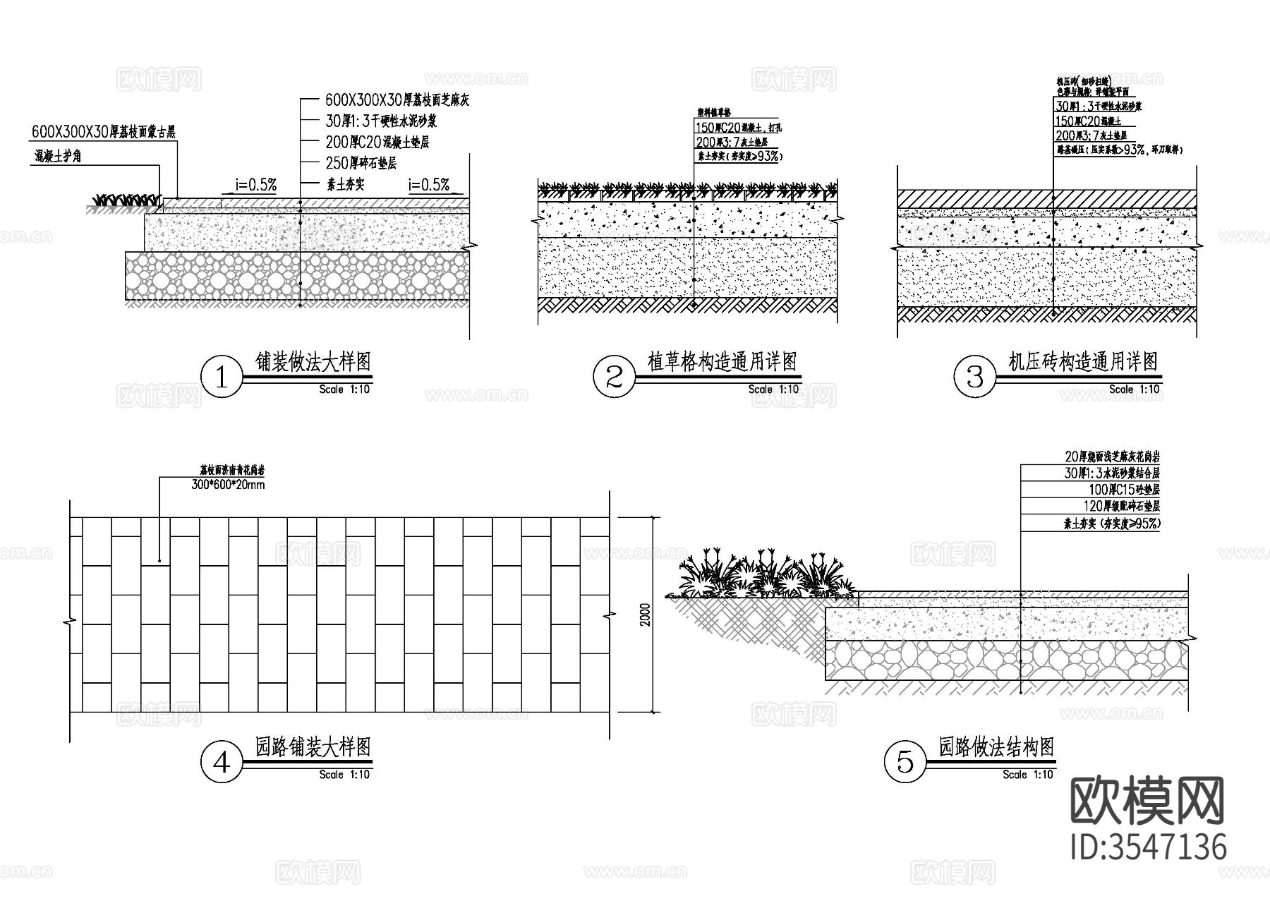 道路铺装cad节点大样图下载（渲染图3）