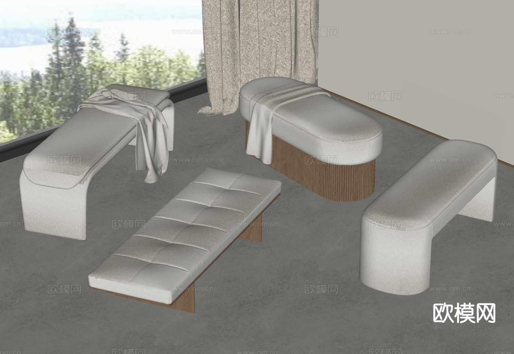 现代凳子su模型下载（渲染图1）