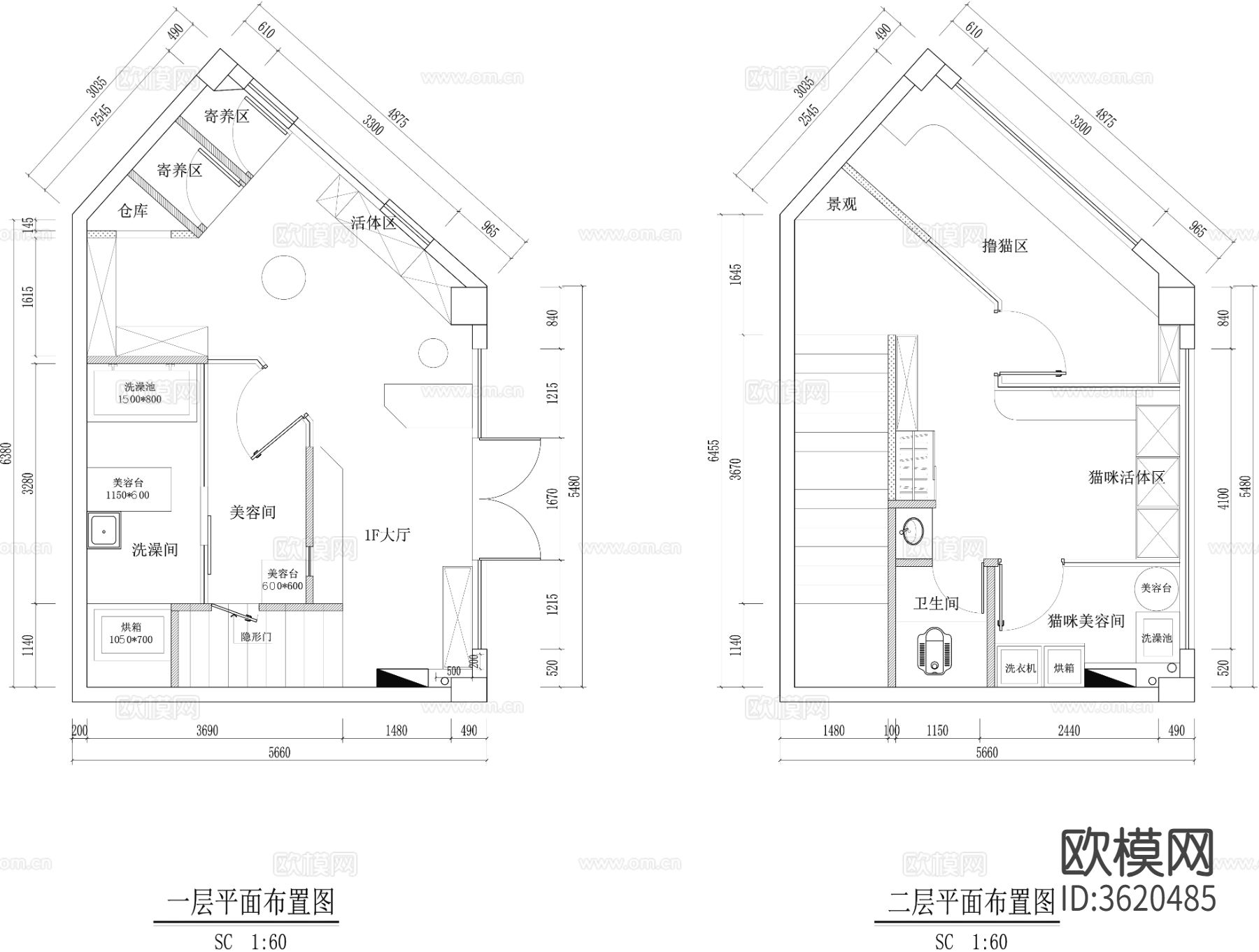 宠物店CAD平面图下载（渲染图2）