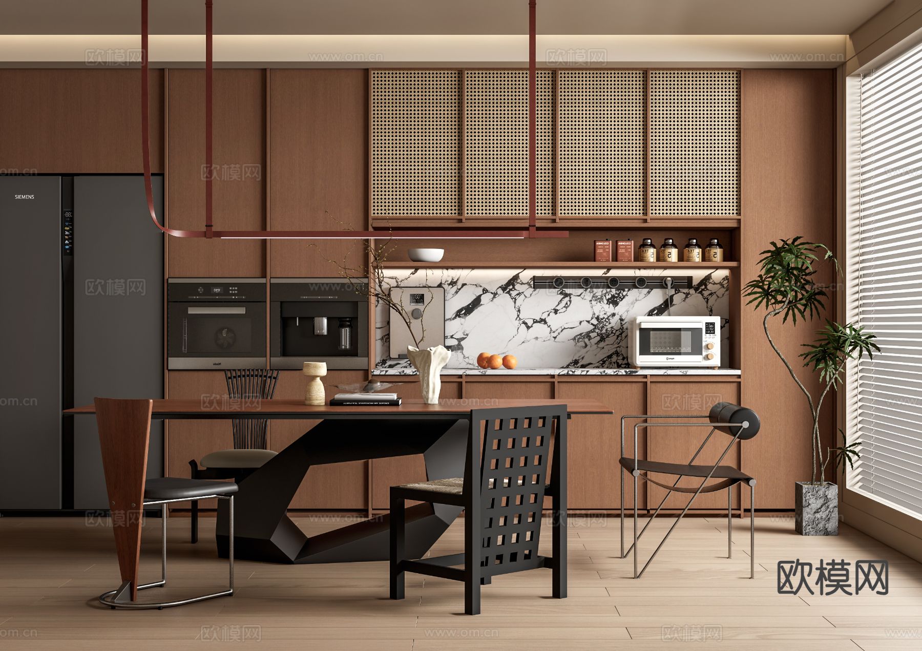 中古风餐厅su模型