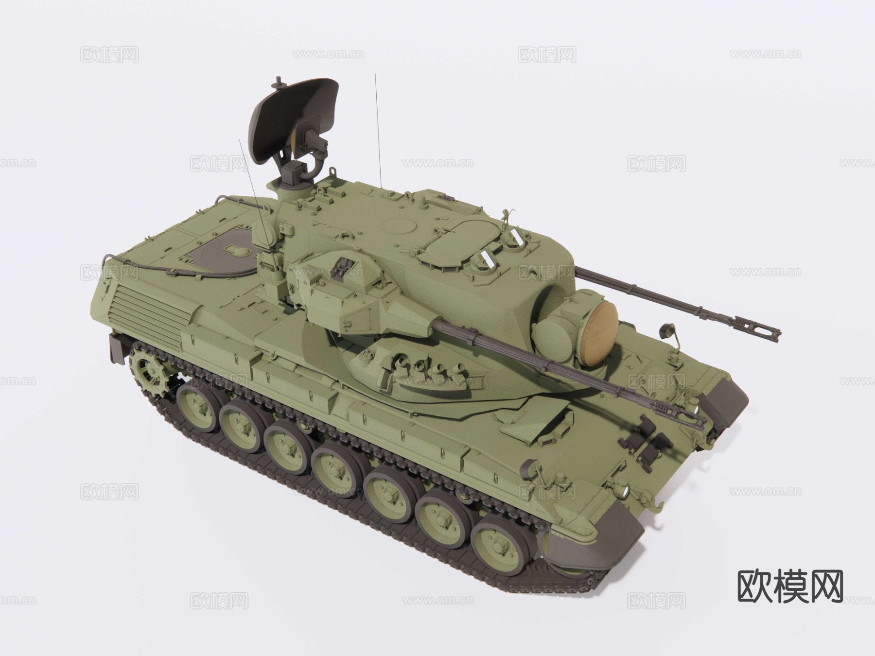 军事坦克 履带车 猎豹防空车su模型下载（渲染图6）
