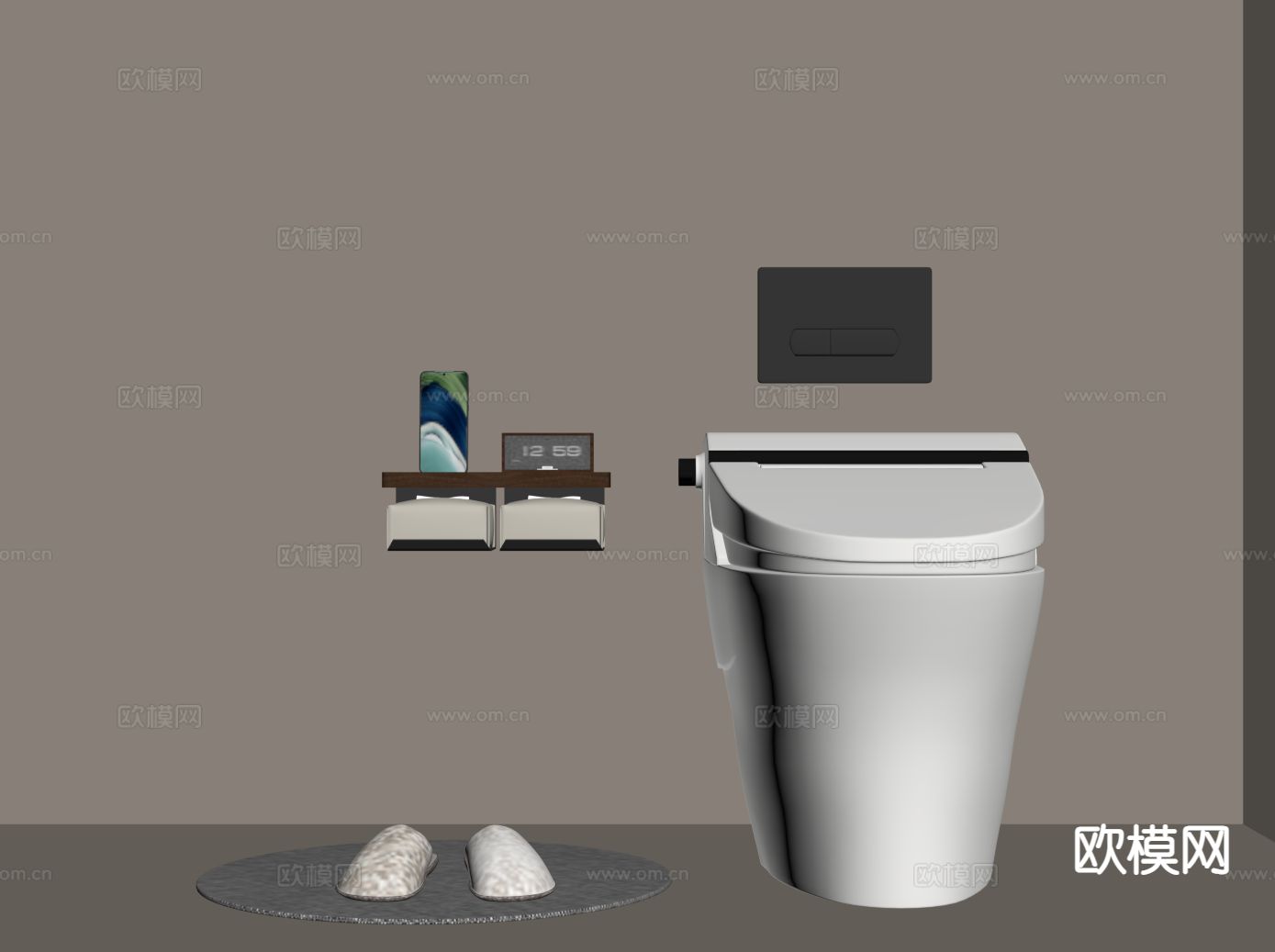 智能马桶 坐便器su模型下载（渲染图1）