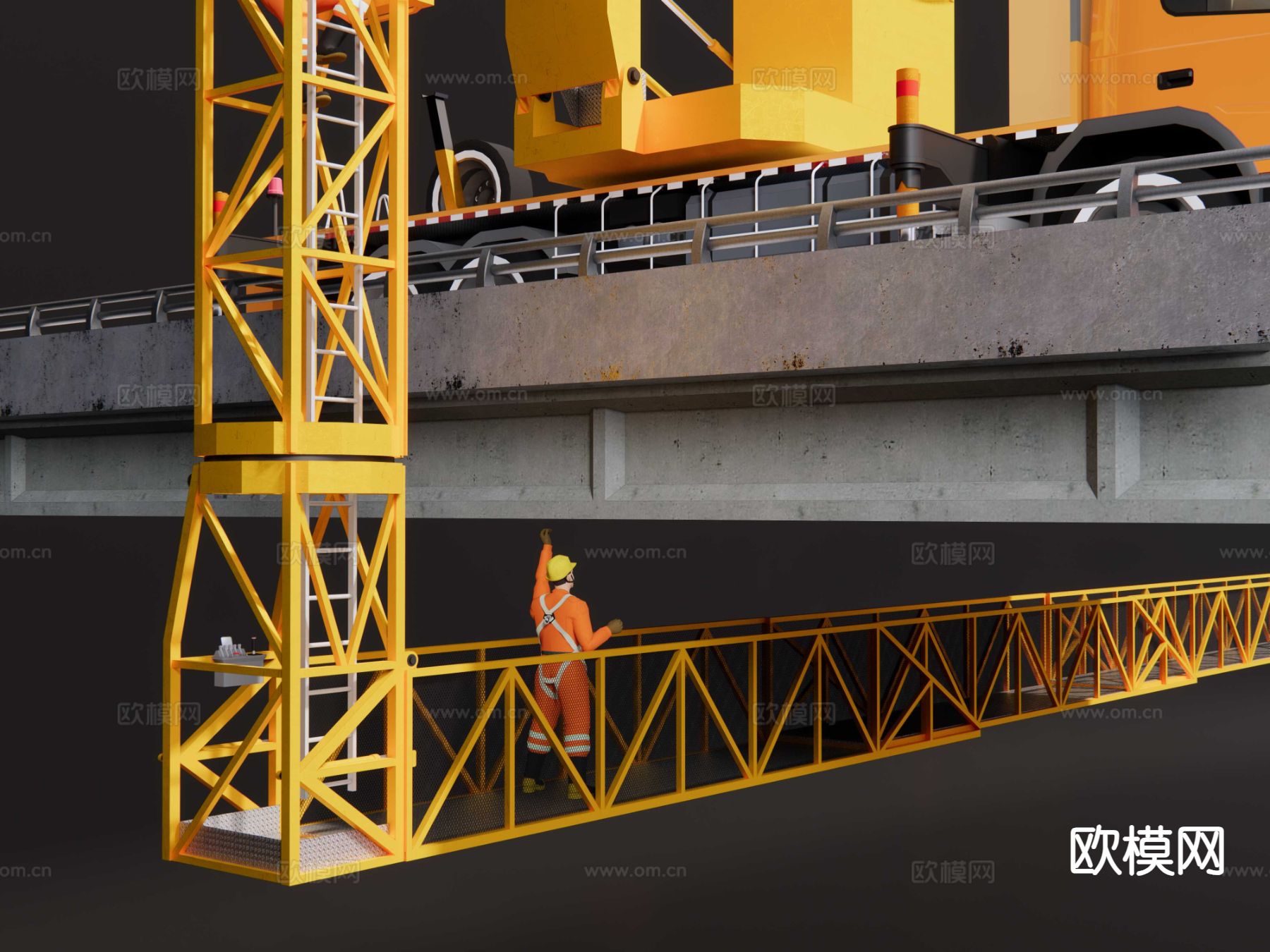 桥梁检修车su模型下载（渲染图2）