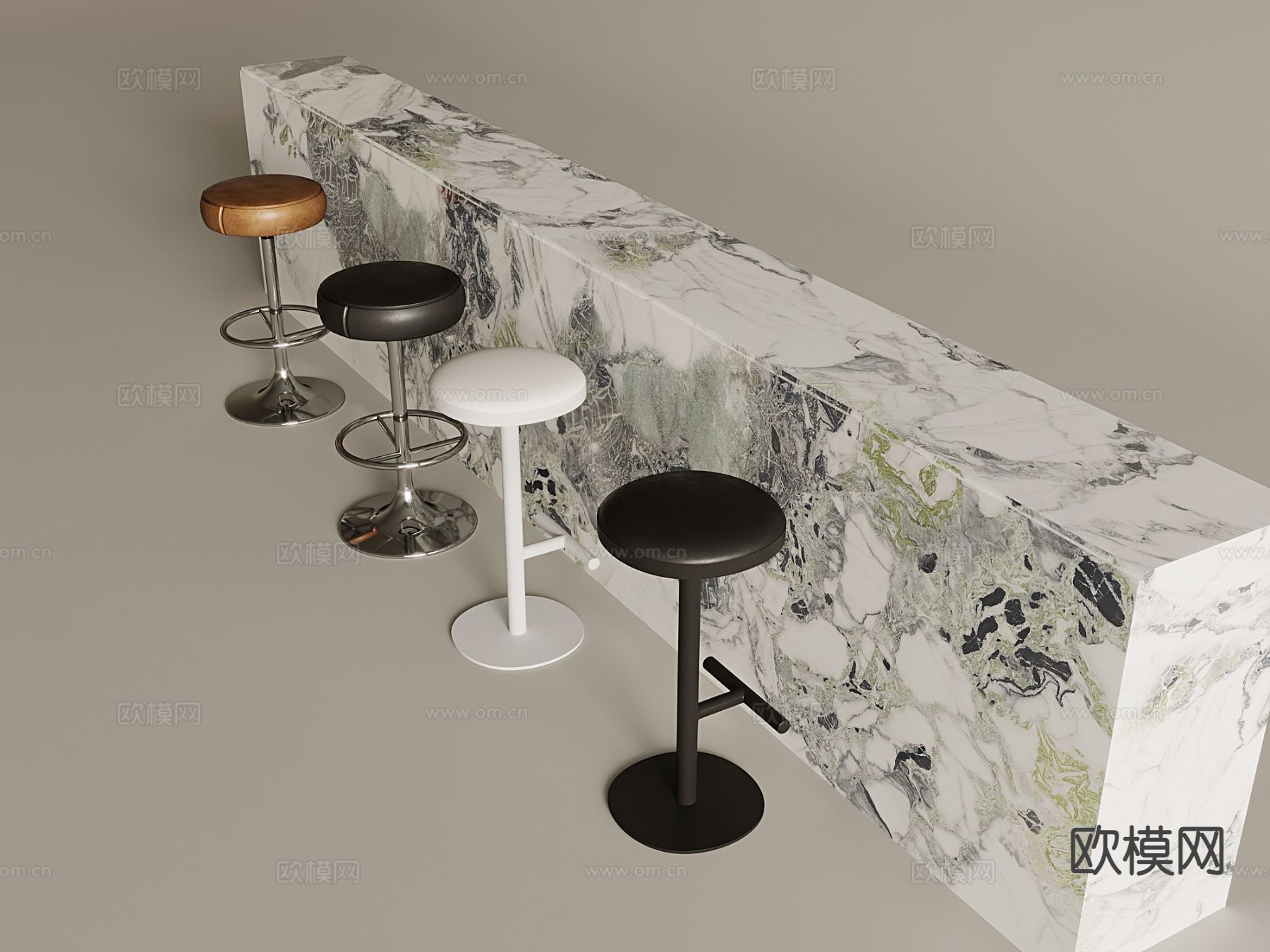 现代吧台 吧凳su模型下载（渲染图2）
